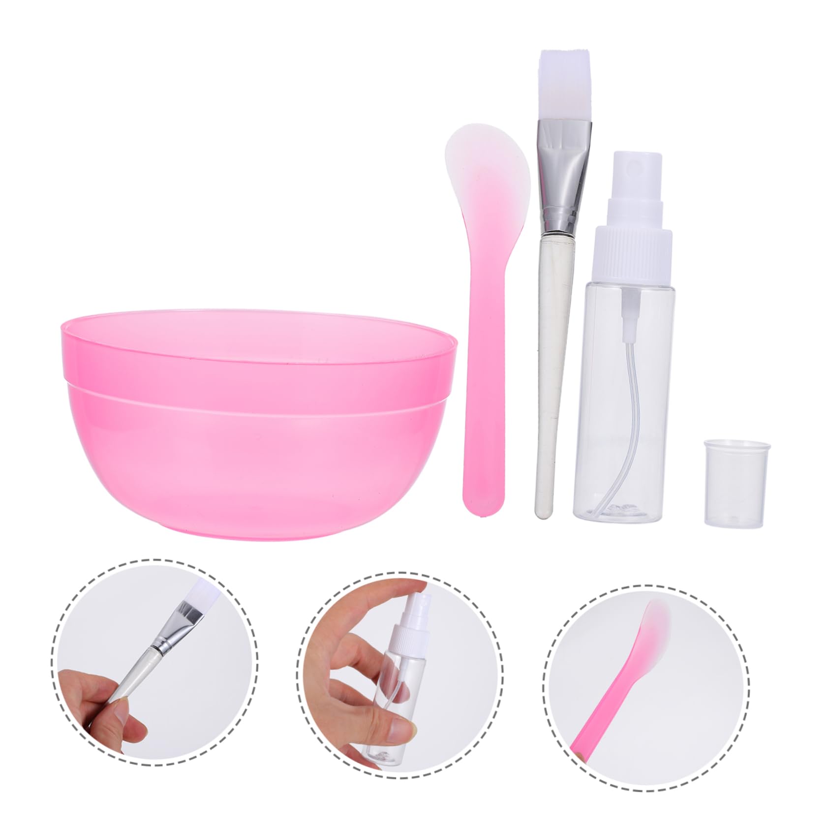 TOVINANNA Bowl Set 4pcs Mask Mixing Bowl with Brush and Stirring Rod Random Color