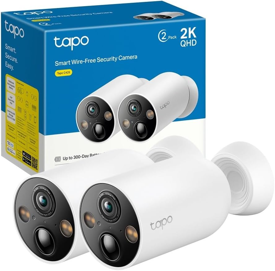 Tapo [2024 Nuevo] C425(2-Pack) – Cámara Wi-Fi de Batería para Exterior/In…