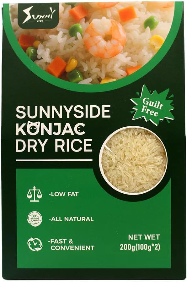 Sunnyside Shirataki Dry Rice 1 Pack — Vegan Konjac Alternative & Rice Substitute, Low Fat, Gluten Free, Instant, Perfect for Sushi, Stir Fry, Curry, and Asian Dishes Konnyaku