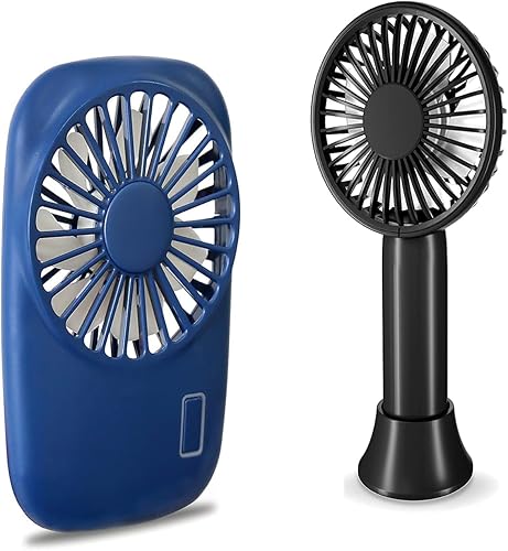 Miniatura 1 de Aluan - Ventilador de mano de color azul marino y mini ventilador portátil negro para niños y niñas, mujer, hombre, oficina en casa, viaje al aire