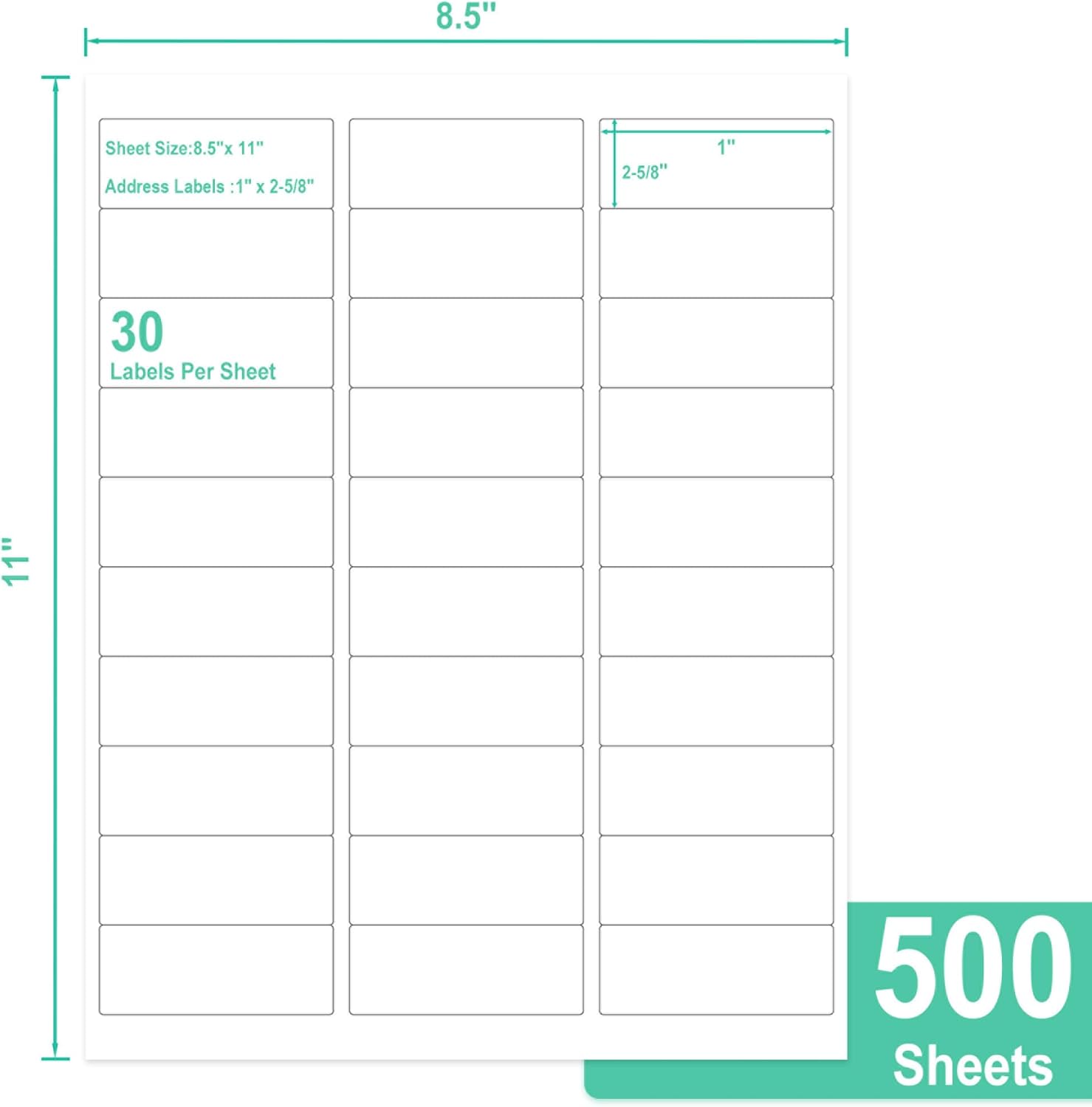 L LIKED Printable Address Labels, 1" x 2-5/8", 15000 Labels, 30 per Sheet, Blank Mailing Labels for Envelopes (500 Sheets) - Image 2