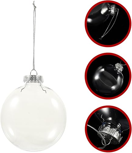 Miniatura 5 de HOMSFOU Bolas de adorno de plástico, bola plana transparente, adornos de Navidad, adornos colgantes rellenables de plástico, bola de globos de disco