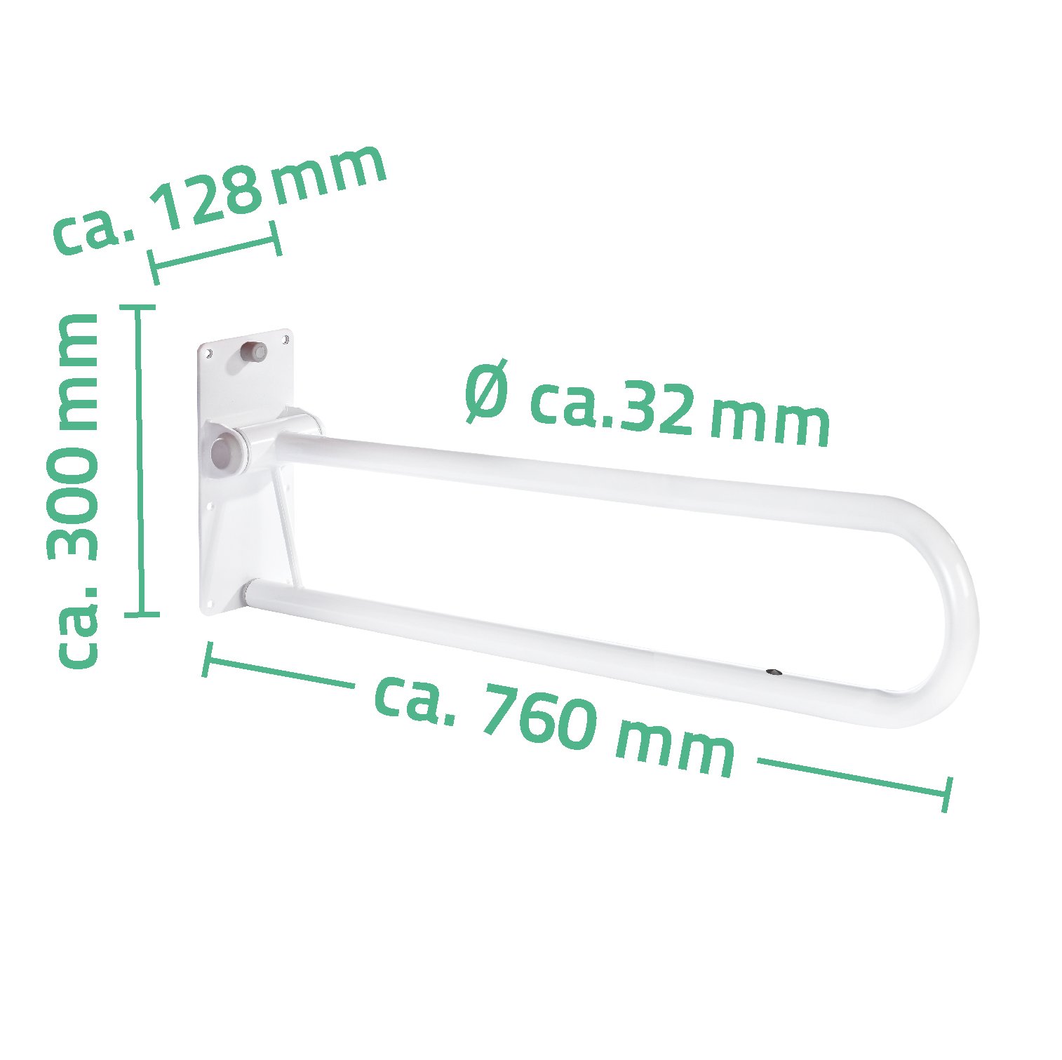 RIDDER Assistent A0130201 WC, uchwyt do wstawania WC, składany, ok. 76 cm, biały