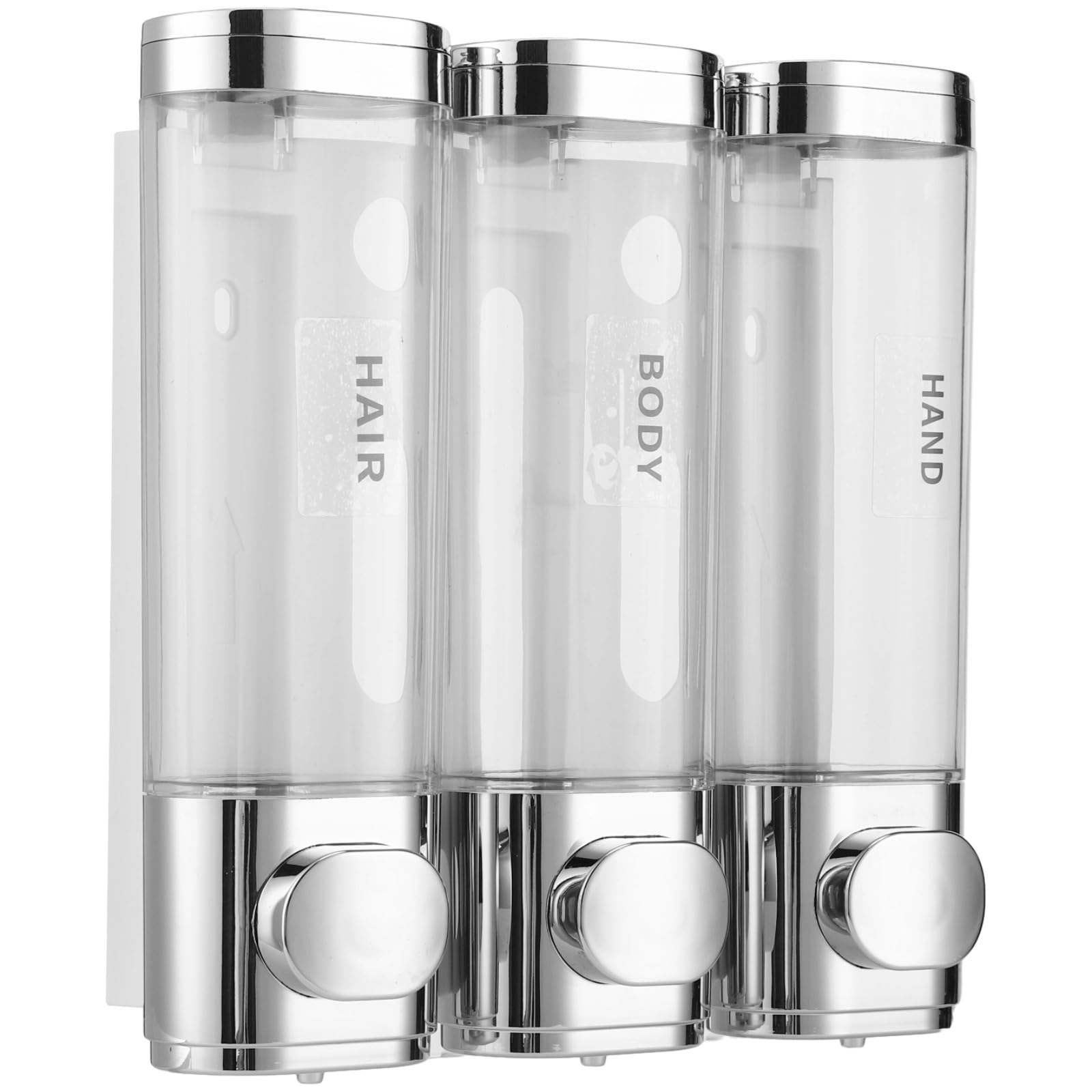 3-Kammer-Spender zur Wandmontage, ohne Bohren, ABS, transparent, 3 x 298.7 ml Fassungsvermögen, für Badezimmer, Dusche, Seife, Shampoo, Conditioner