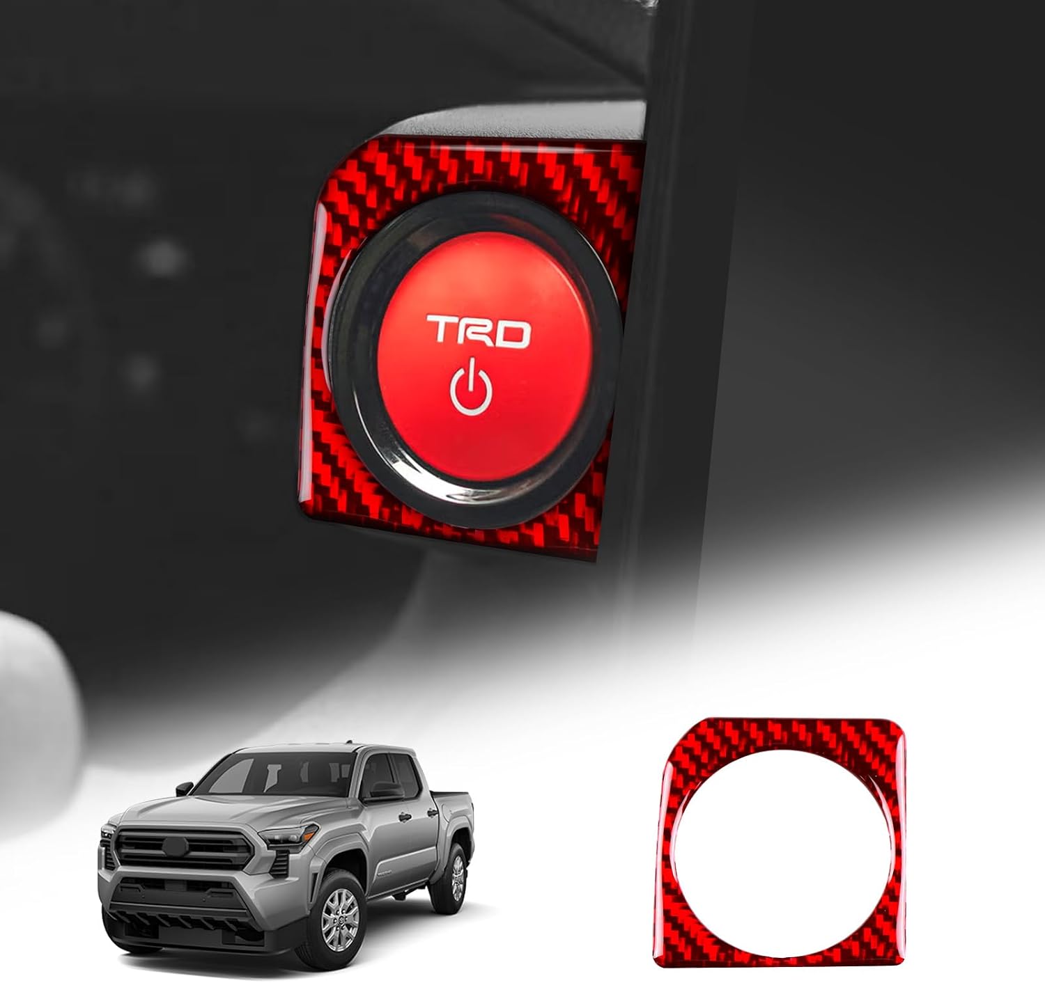 Real Carbon Fiber Keyless Start Frame Covers - for Toyota Tacoma 2024 2025 2026 Carbon Fiber Accessories, Durable Anti-Scratch Protective Accessories (Red)