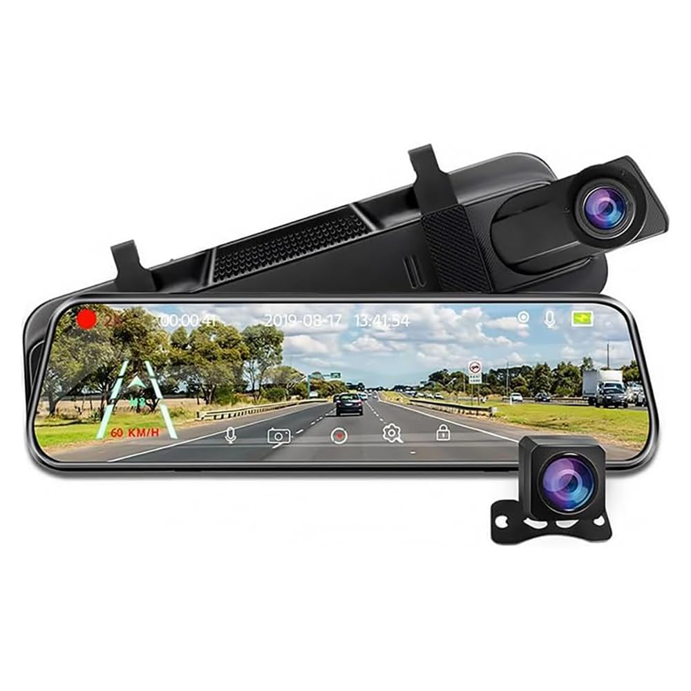 LUUXWPFZ Mirror Dash Cam Rear View Camera, for Benz V Class VitoKlasse V220d V250d V260 V300d Dual Lens Driving Recorder Front Rearview Monitor Touch Screen Car Accessory