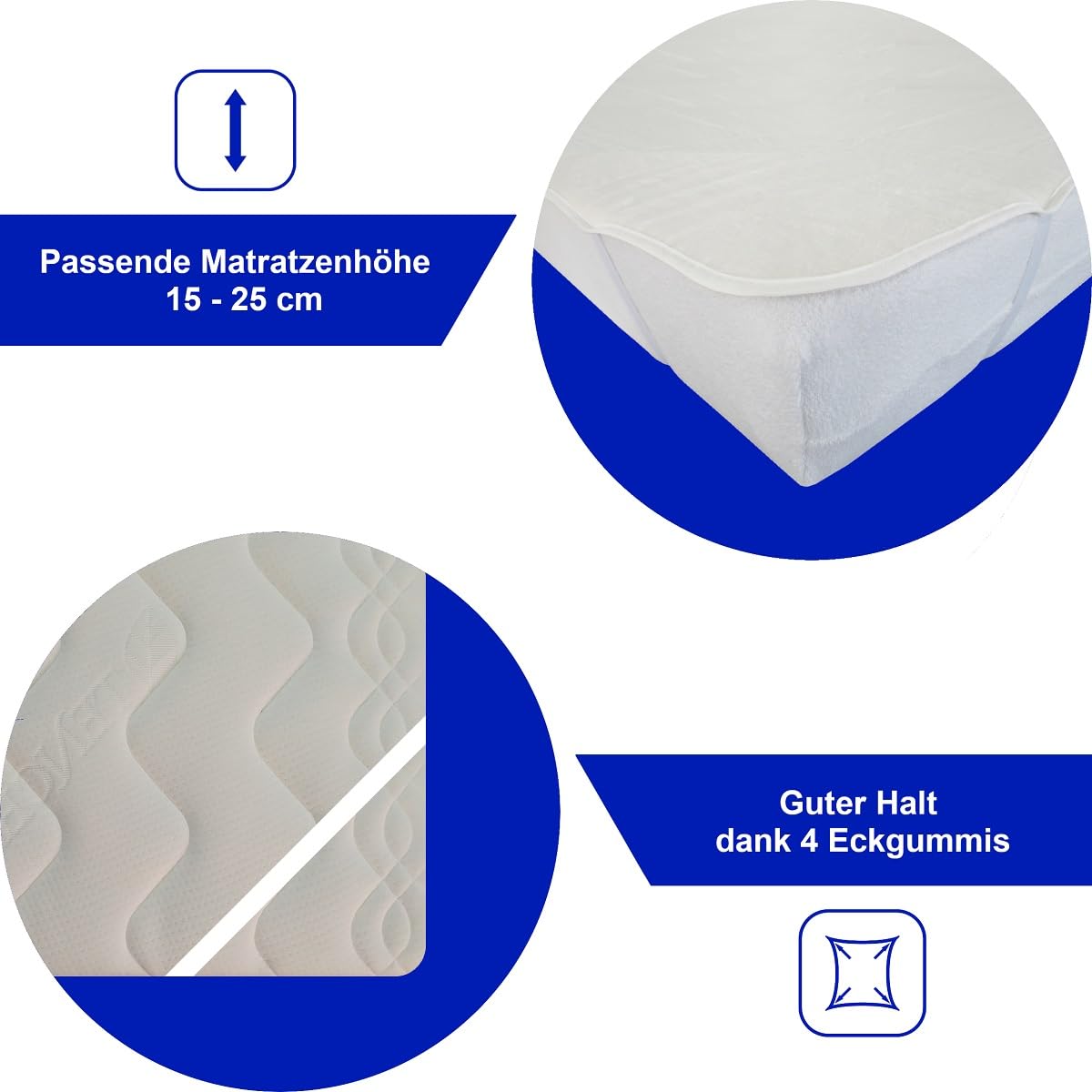 Dukal | wasserdichte Molton-Auflage mit Eckgummi | 180 x 200 cm | Ober-/Unterseite aus hochwertigem Kalmuck-Molton (100% Baumwolle) | Innenschicht wasserundurchlässig (100% PP) | Made in Germany