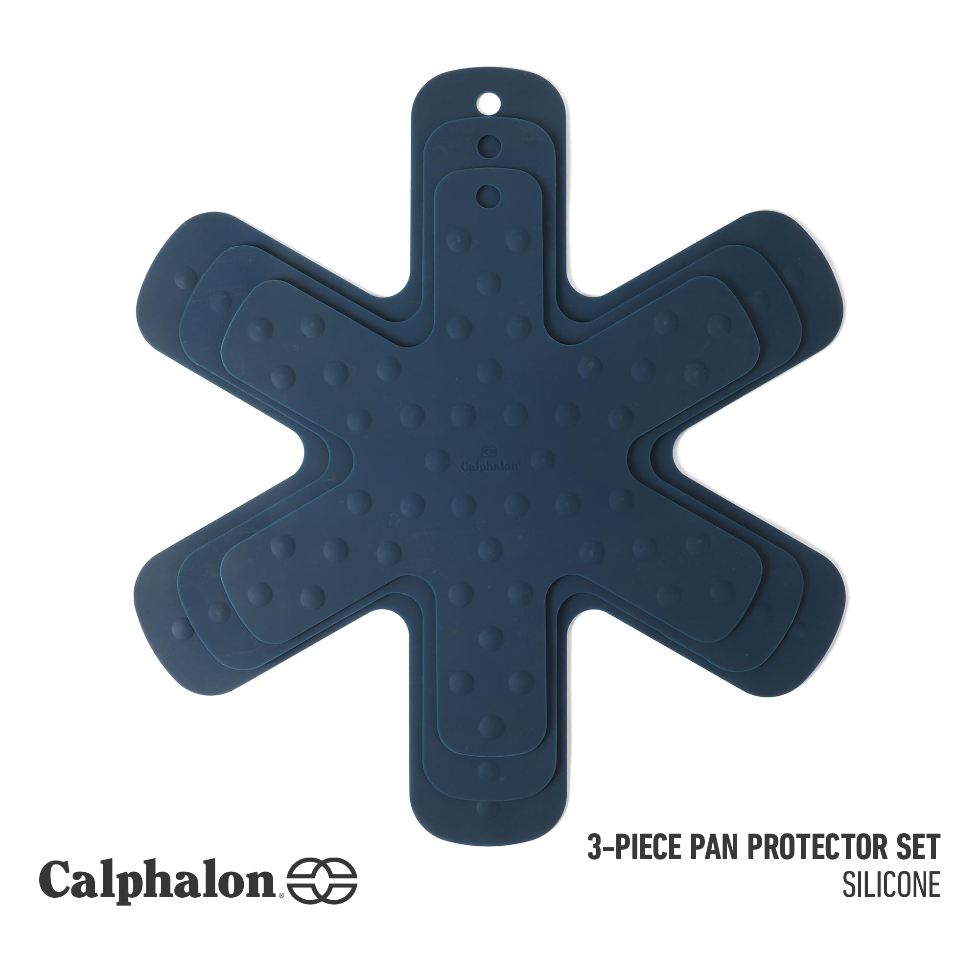 Calphalon Prime - Juego de 3 Protectores de Silicona para sartenes, Color Azul Marino