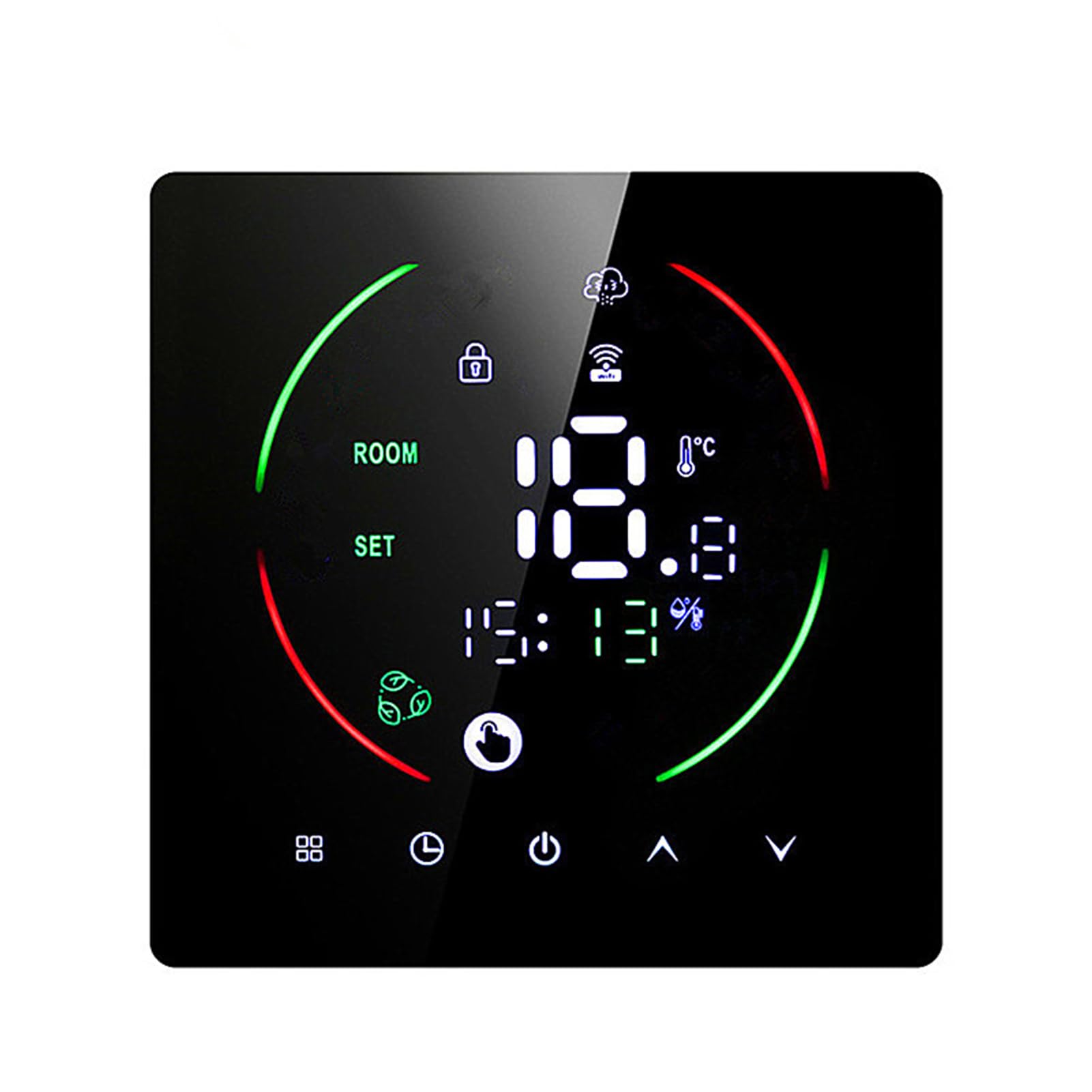 Inteligentny Termostat WiFi 16A z Kolorowym Ekranem LED, blokadą rodzicielską, Sterowaniem Głosowym, Programowalnym Zegarem do Elektrycznego Ogrzewania Podłogowego, (Czarny-EAST2-16A+WIFI)