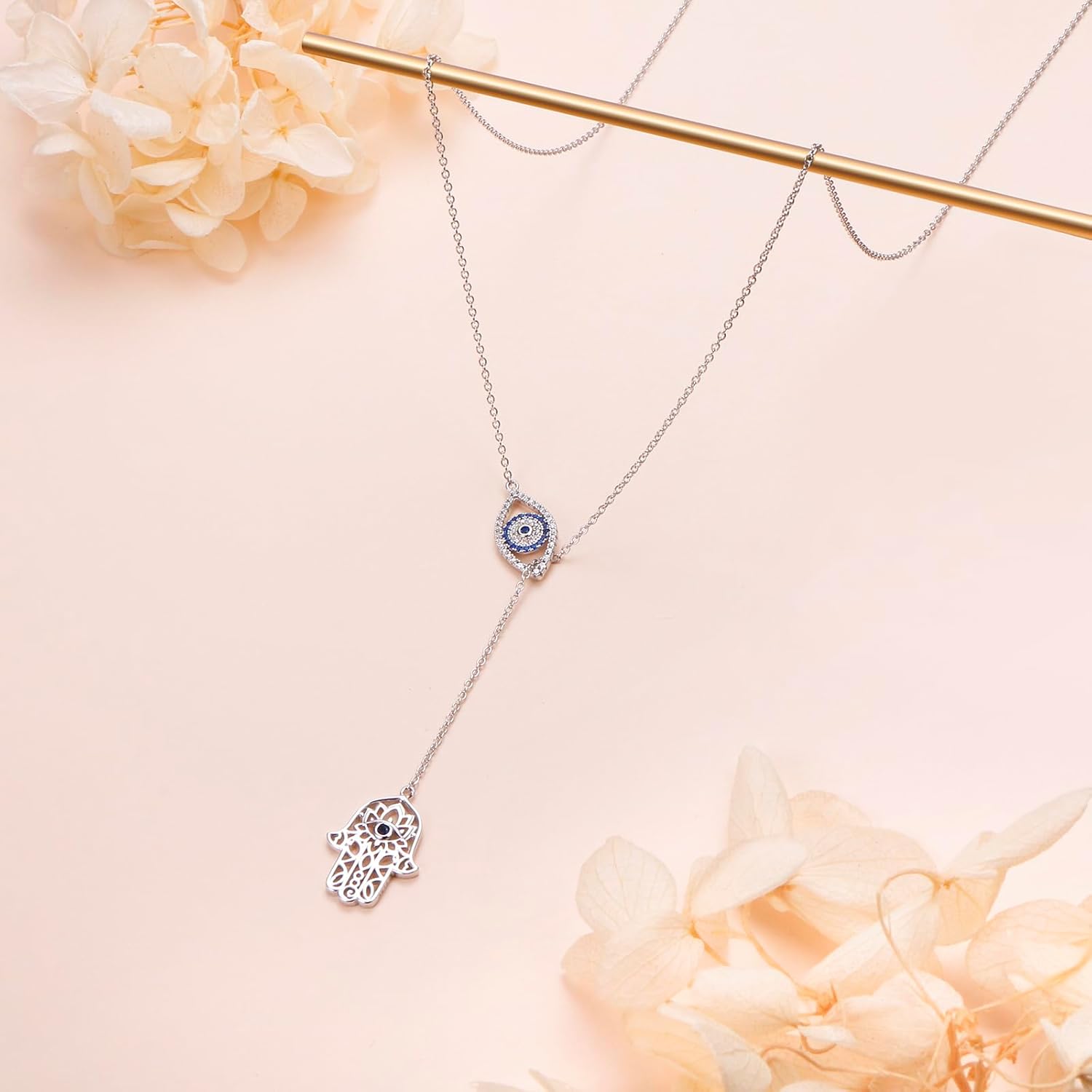 Long Necklace Sterling Silver Larait Bar Y Lariat Long Chain Drop Adjustable Necklace Gift for Her, 30" - Image 4