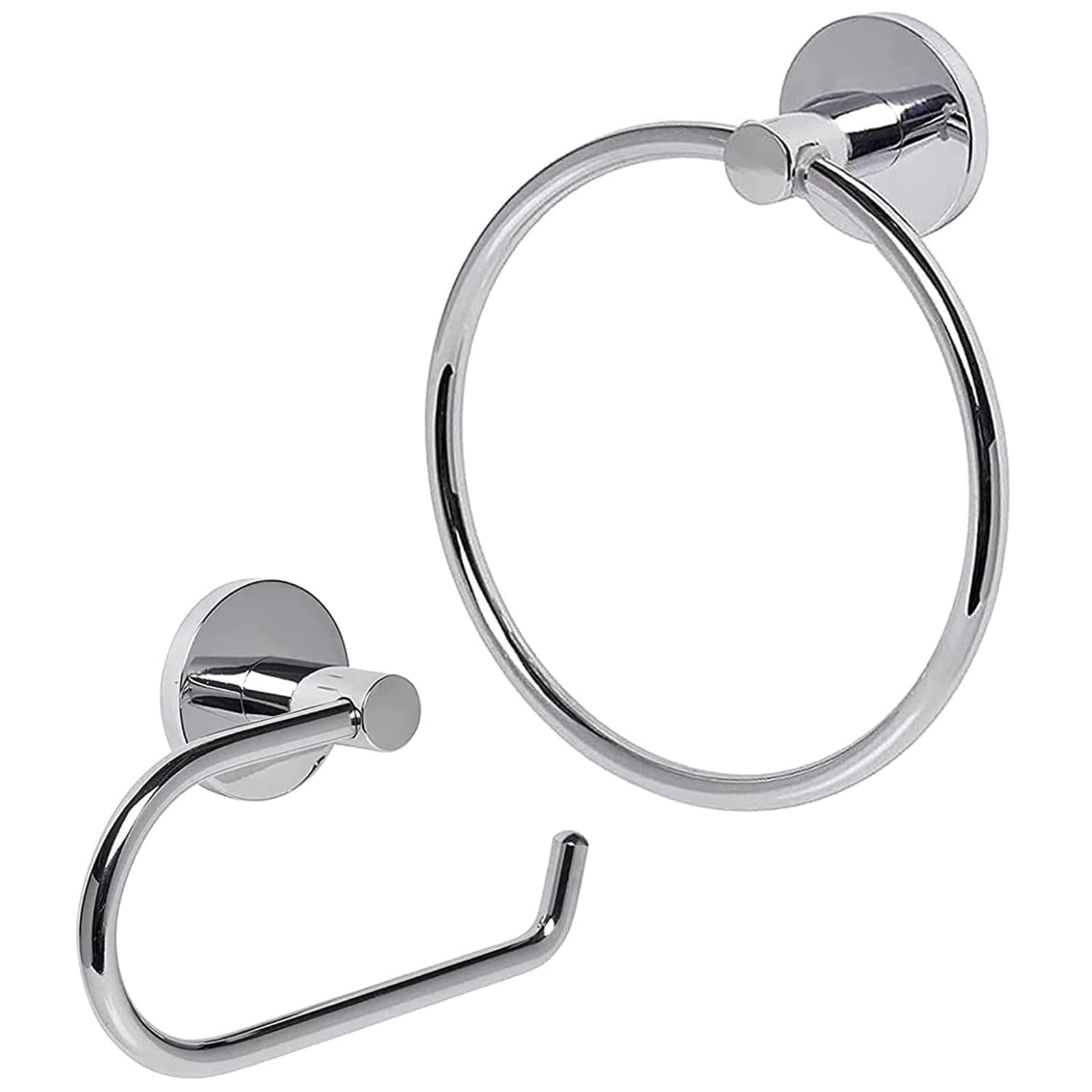 TOPAHGOD Toilet Roll Holder 2 Pieces, Stainless Steel Towel Holder & Chrome Toilet Paper Holder