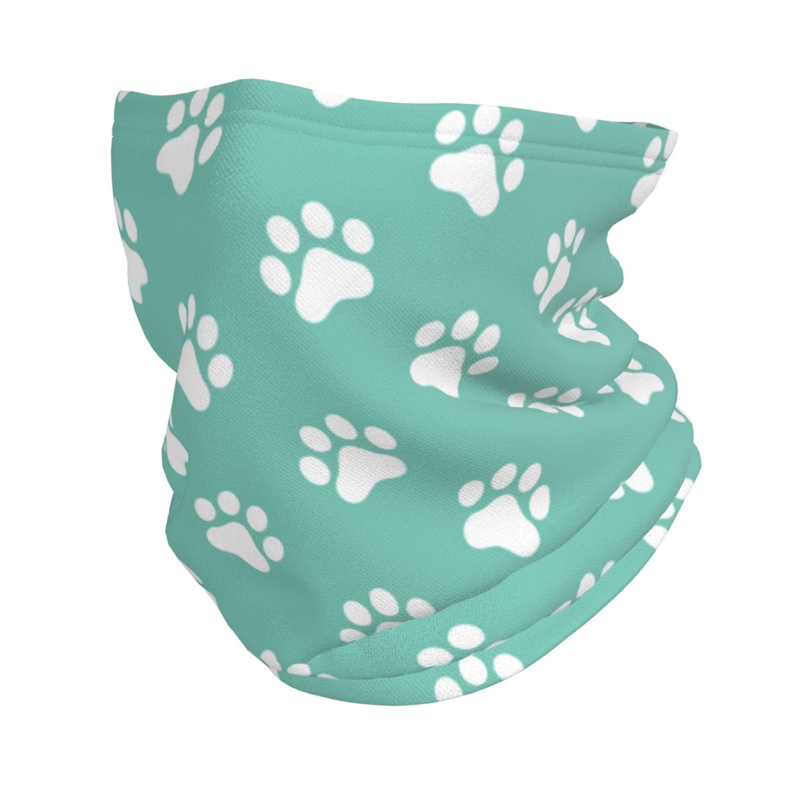Hyaszst Unisex As Picture Bandana Multifunctional Headwear Scarf Face Shield Neck Warmer Tube,Small Dog Paw Prints On Blue