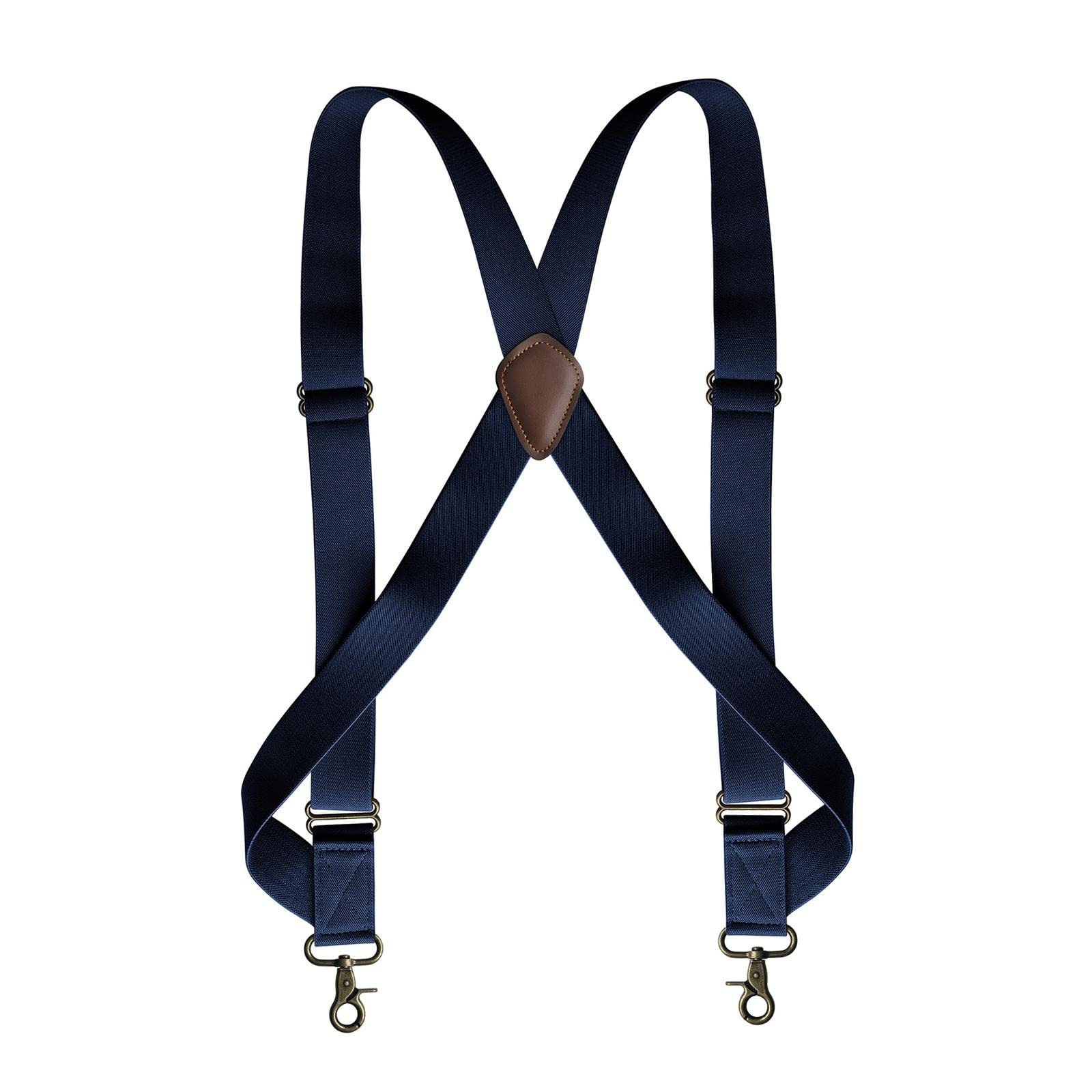 Tirantes para hombre con gancho giratorio en forma de X elásticos de 1.4 pulgadas de ancho, tirantes ajustables, color negro