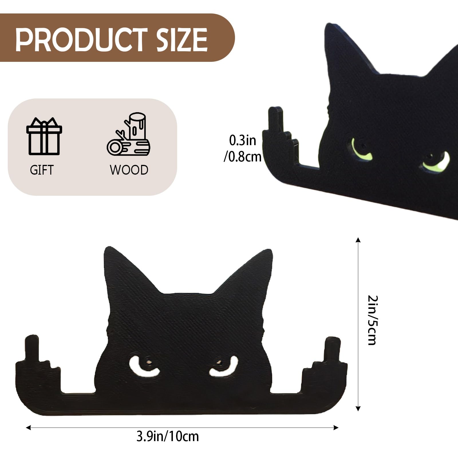Funny Black Cat Middle Finger Figurine - Unique Desk, Shelf & Window Decor - Cool Cat Lover Gift - Hilarious Office & Home Decoration (Small)