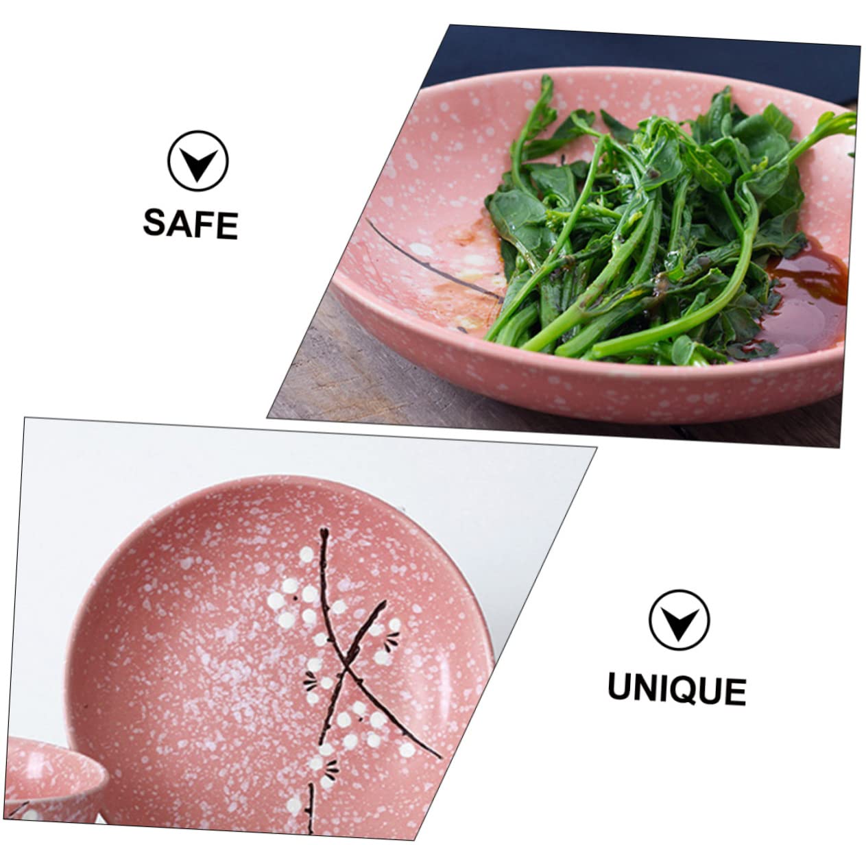 Amosfun Set Di Stoviglie Giapponese in Ceramica Rosa 12 Pezzi, Posate Per La Casa Ciotole, Piatti, Cucchiai e Bacchette, Per Feste, Ristoranti e Uso Quotidiano