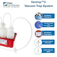 Vista 4 de Foxx Life Sciences Vactrap Vactrap Vactrap de laboratorio, botella de vacío de 2L + 1L, HDPE, Versallet de 2.087 in con dos HB de 1/4 pulgadas