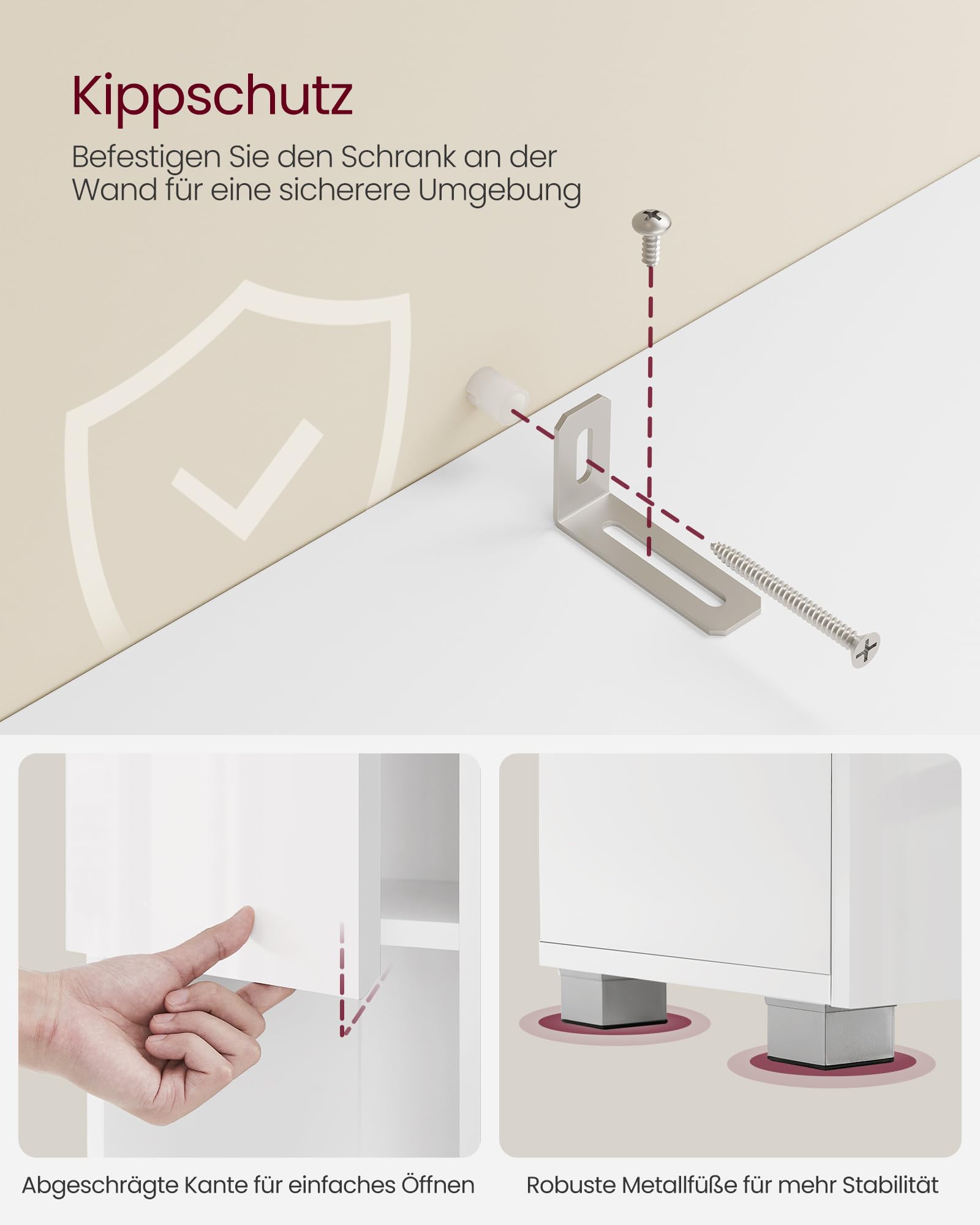 VASAGLE Badezimmerschrank, Badschrank, Badezimmermöbel mit Einer Schublade, verstellbare Ablagen, offenes Fach, 30 x 30 x 170 cm, wolkenweiß BBC560P31