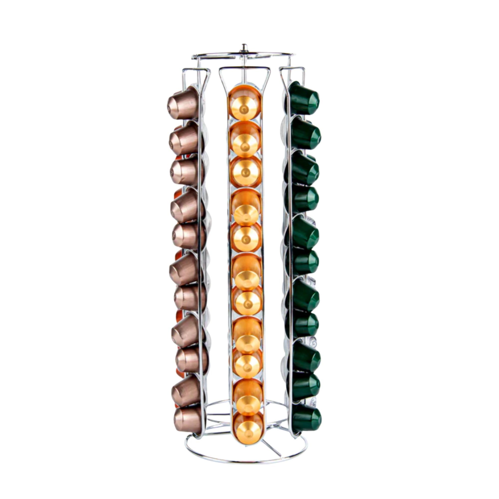 Restpresso - Porta capsule da caffè da 13 x 40 cm, 1 resistente carosello per cialde - contiene 60 capsule Nespresso, girevole a 360 gradi, organizer per capsule espresso in ferro, cialde non incluse