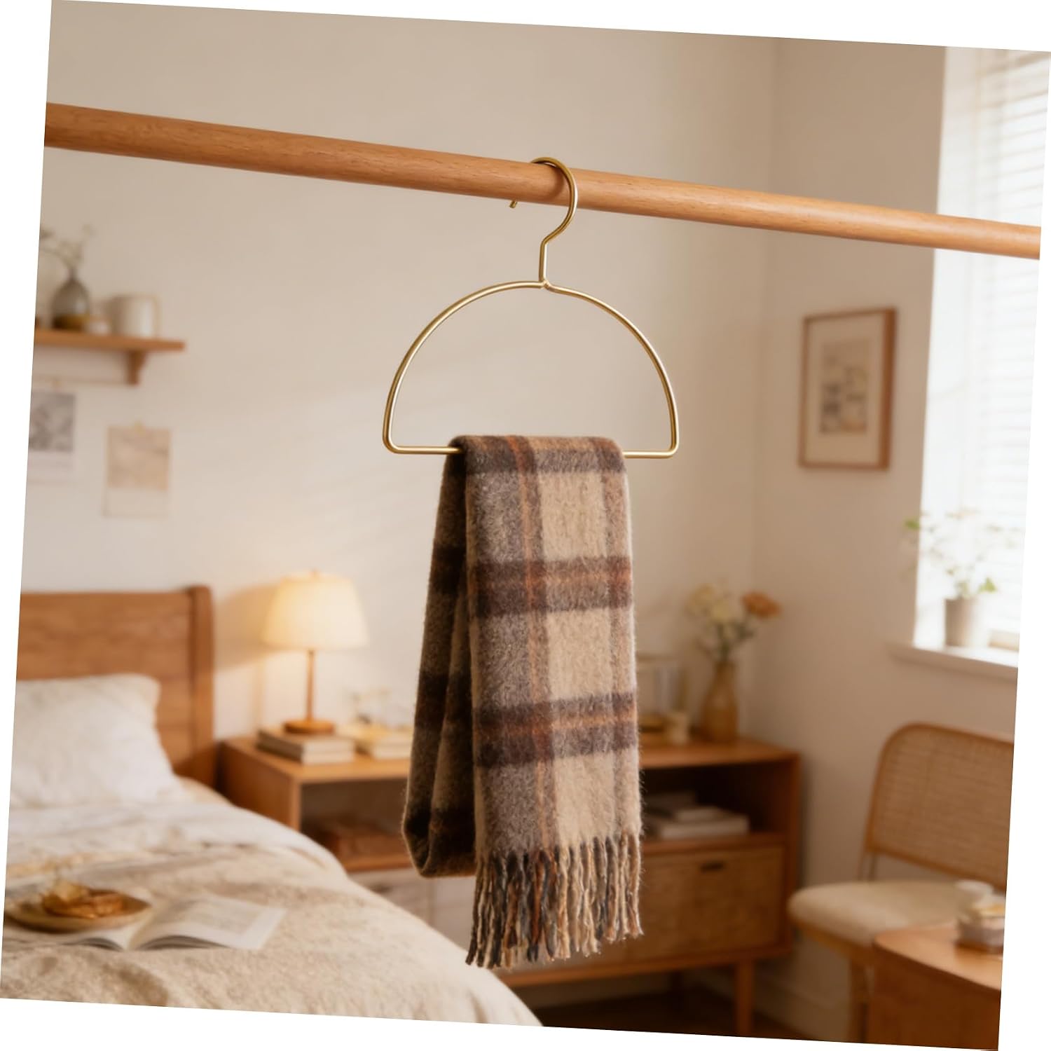 Mipcase 5pcs Wall-Mounted Drying Rack for Clothes and Scarves, Golden Iron Semi-Circle Hanger with Reinforced Support and Strong Stable Structure, for Home and Travel Laundry Organization