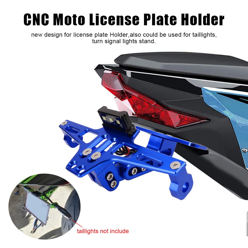 Kennzeichenhalter Motorrad Blende Signal Lichthalterung Moto Zubehör Motorrad Lizenznummer Platte Halter Frame Einstellbar CNC Aluminium mit Licht. Motorrad Kennzeichenhalter(Gold)