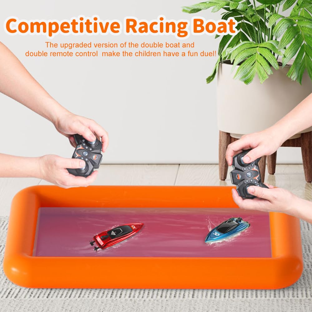 OBEST 2 Pezzi Mini Barca RC Piscina Inflatieble Giochi Acquatici - Dettaglio