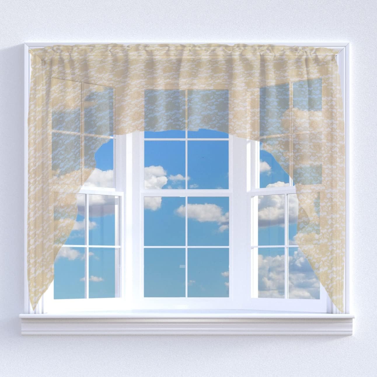 Zen Creative Designs Sheer Floral Lace Swag Window Valance Home Décor Bedroom Nursery Kitchen Window (Coral)