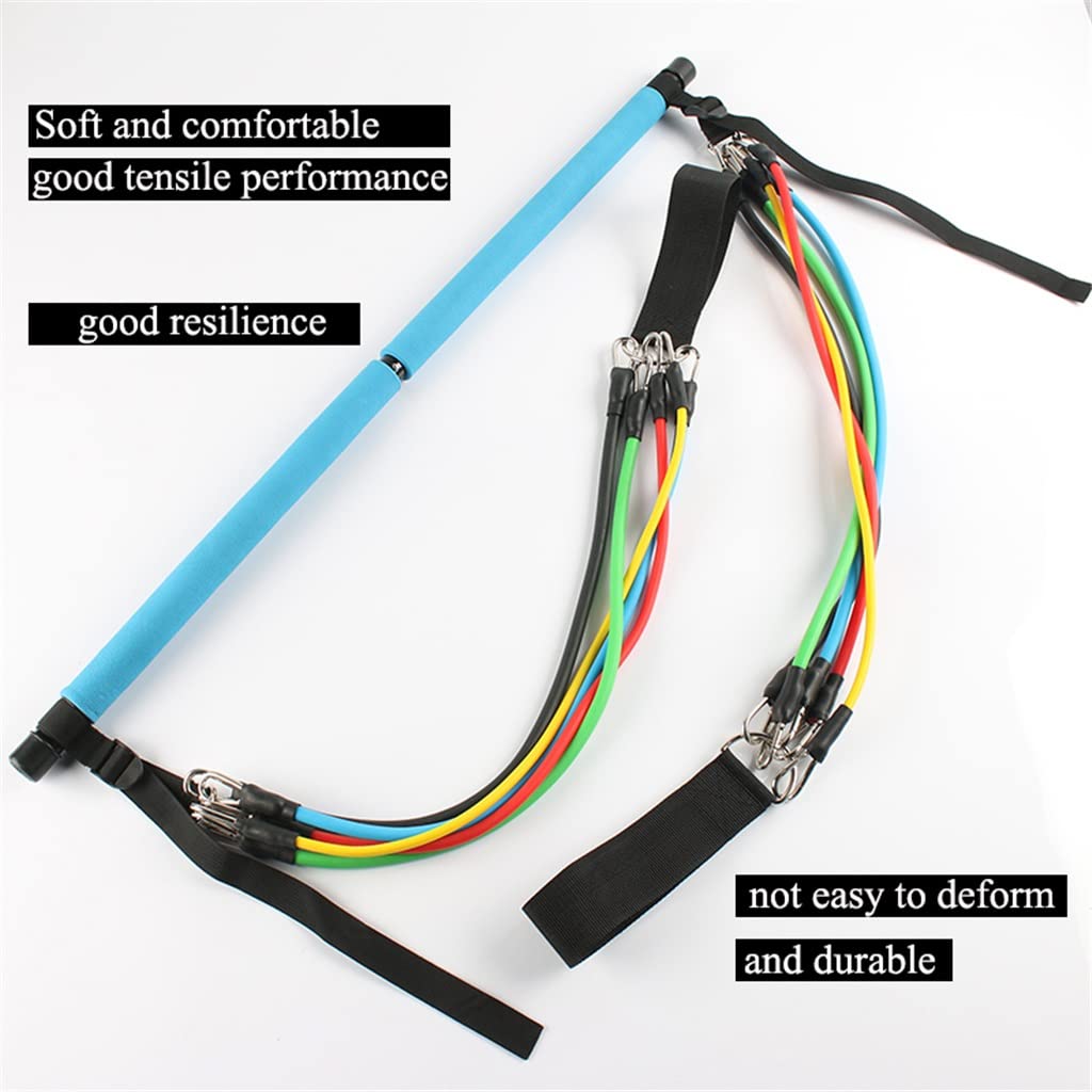 Juego de Barra de Pilates Ajustable de 150LB con 5 Bandas de Resistencia, Palo de Gimnasio portátil para Entrenamiento Corporal Completo, Yoga, Fitness en casa