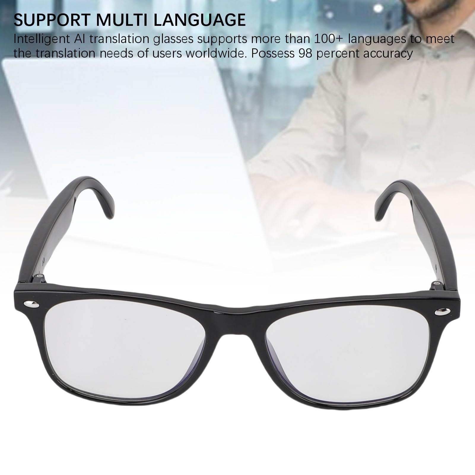 Inteligentne Okulary, Okulary Tłumacze AI z Głośnikiem Mikrofonowym, Rzeczywistym Spolaryzowane Okulary, ponad 100 Języków Tłumaczenie Inteligentne