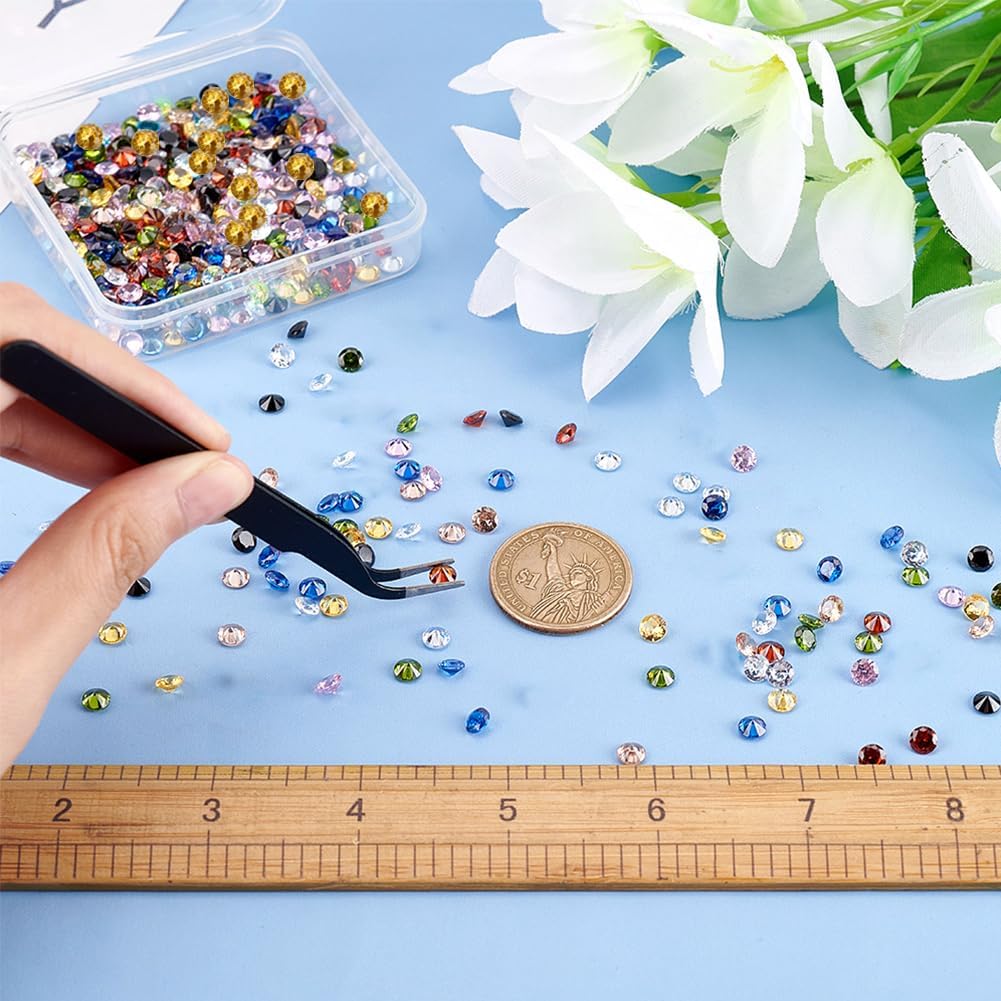 PH PandaHall 400pcs 5mm Cubic Zirconia Stone 8 Colors Round Faceted Rhinestone Diamond Stones Gems Gemstone Loose CZ Stones for Ring Earring Bracelet Pendant Jewelry Art Craft Making - Image 3