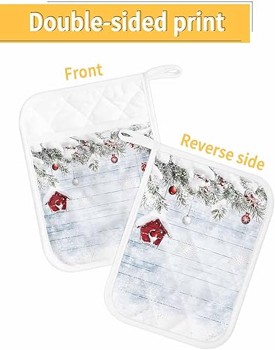 Miniatura 2 de Juego de 3 agarraderas de bola de Navidad para cocina, antideslizante y aislante de calor, juego de agarraderas de tela de toalla con bolsillo