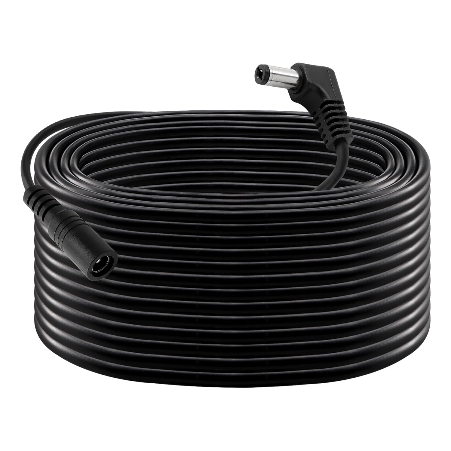 KUOQIY 10m 5.5x2.1 mm 24V 12V DC Power Extension Cable, Right Angle Male to Female Power Extension 22AWG, for CCTV Security Cameras, Router, Black