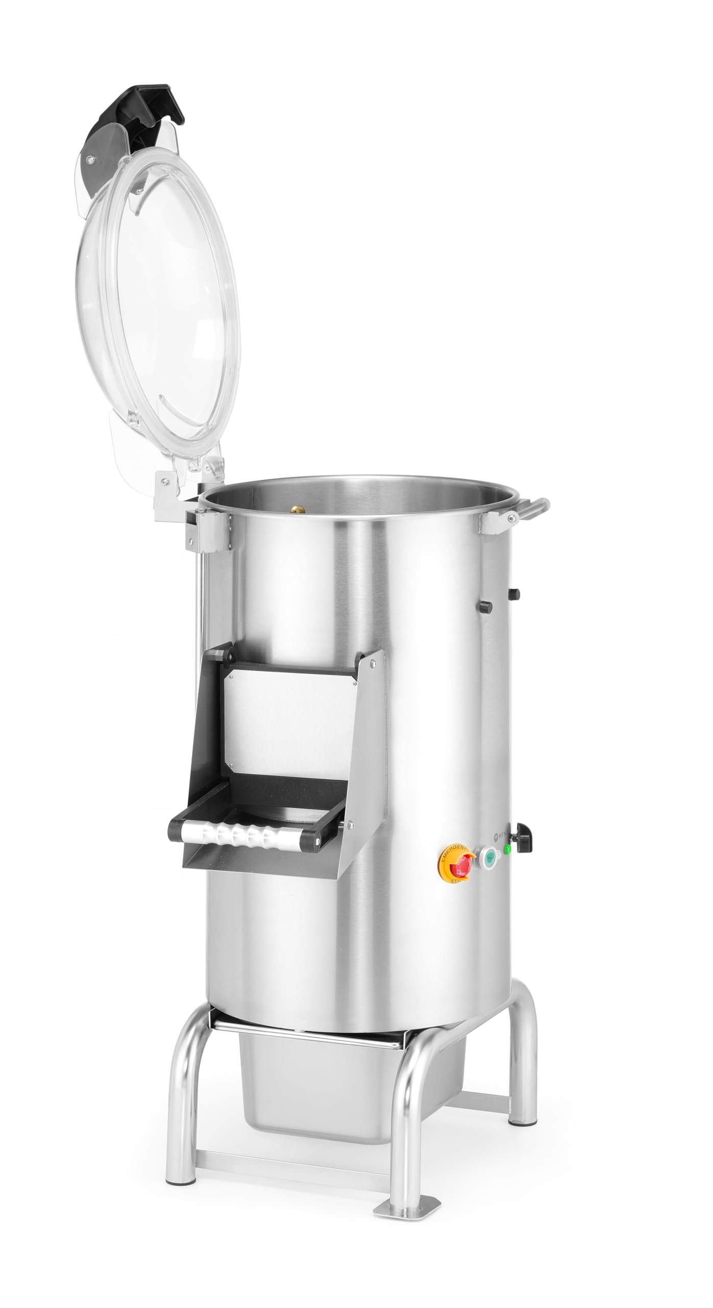HENDI Pelapatate professionale, macchina pelapatate elettrica, 18kg per carico, capacità 240–360kg/h, peso 42,4kg, 230V, 1100W, 622x540x(H)997mm, acciaio inox