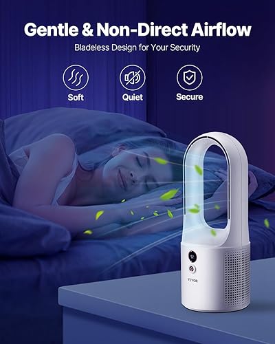 Miniatura 3 de VEVOR Ventilador de escritorio sin aspas, ventilador de escritorio portátil de 12.99 pulgadas, ventilador de torre pequeña de enfriamiento