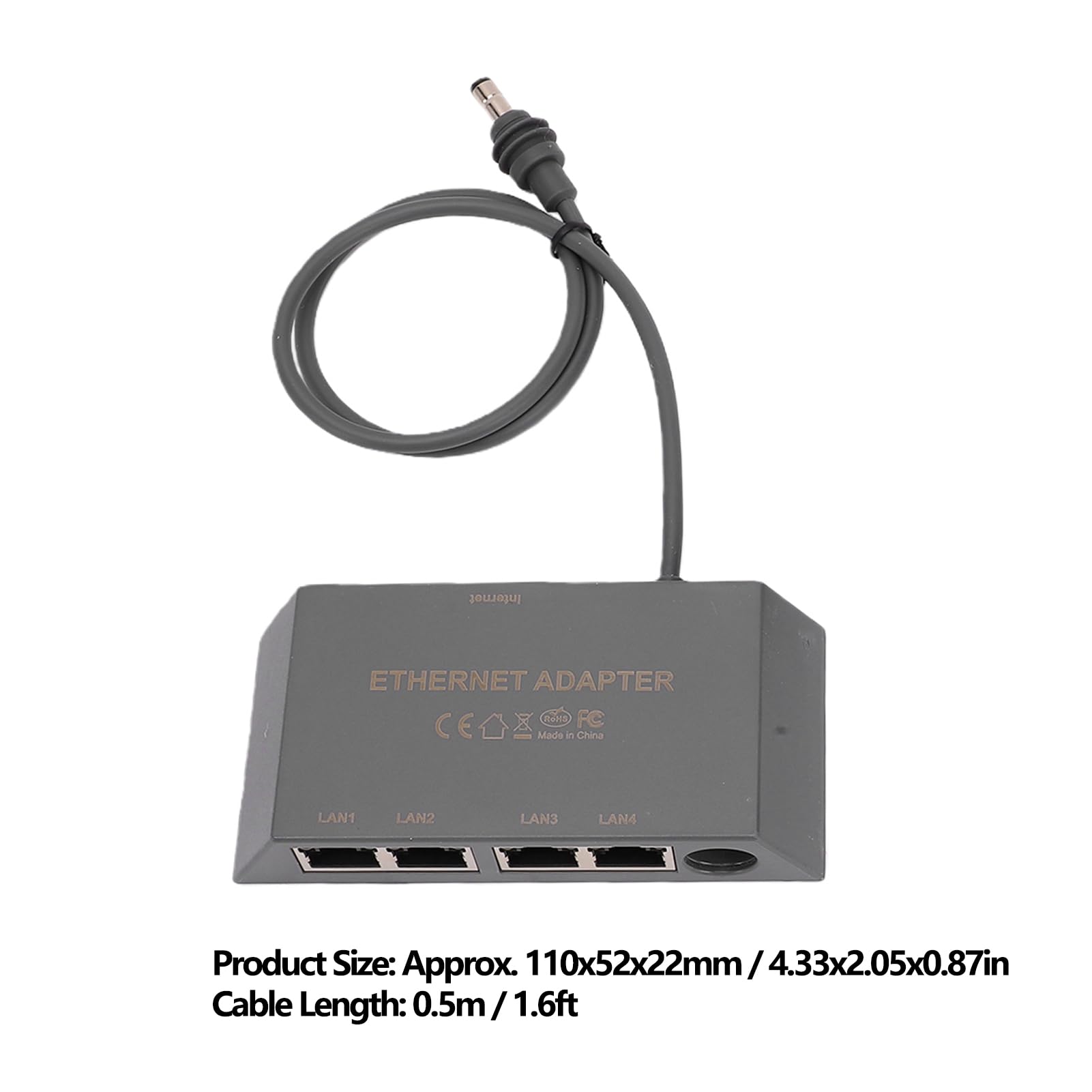 Cocoarm Adapter Gigabit Ethernet, 4-portowy Adapter Ethernet ABS z Kablem 0,5 M, Stabilna sieć Przewodowa Typu Plug and Play dla Routera RV Mini Gen 3 do Użytku w Domu, w Biurze, w Podróży