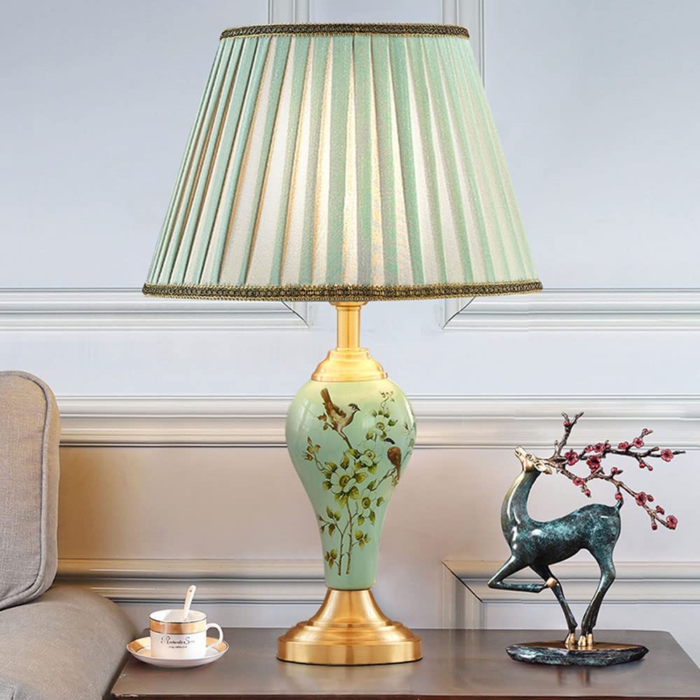 Lampa stołowa Lampka nocna Lampa nocna Ceramiczna lampa stołowa Malowane ręcznie kwiaty i ptaki Lampy stołowe Metalowa podstawa Lampa nocna do sypialni Lampy stołowe do salonu Lampa stołowa do salonu
