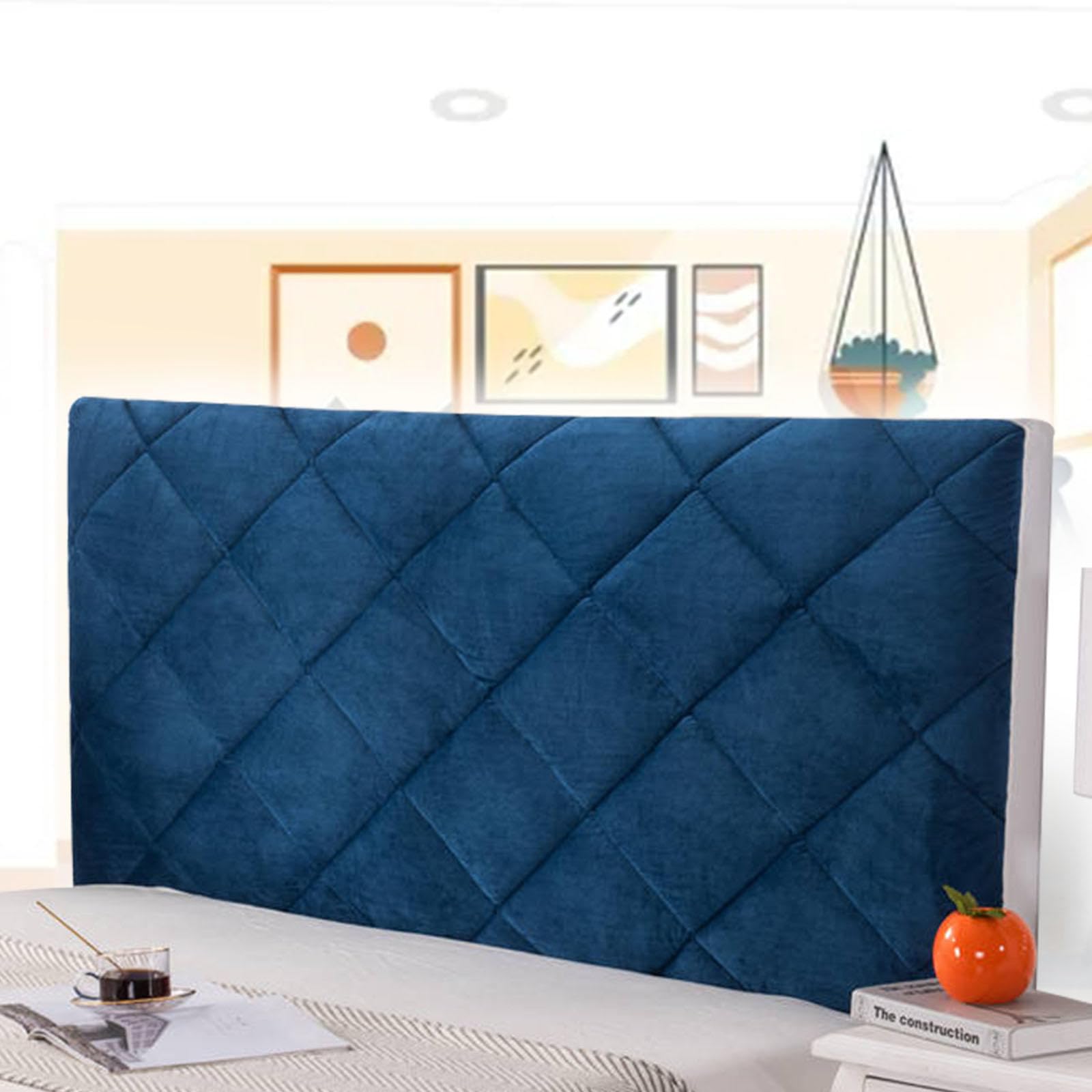 Double Headboard Cover Single Bed Kids Bed Headboard Cover Grey Double Bed Headboards All Inclusive Dustproof Double/Single/King Size White/Grey Padded Velvet,blue-220cm