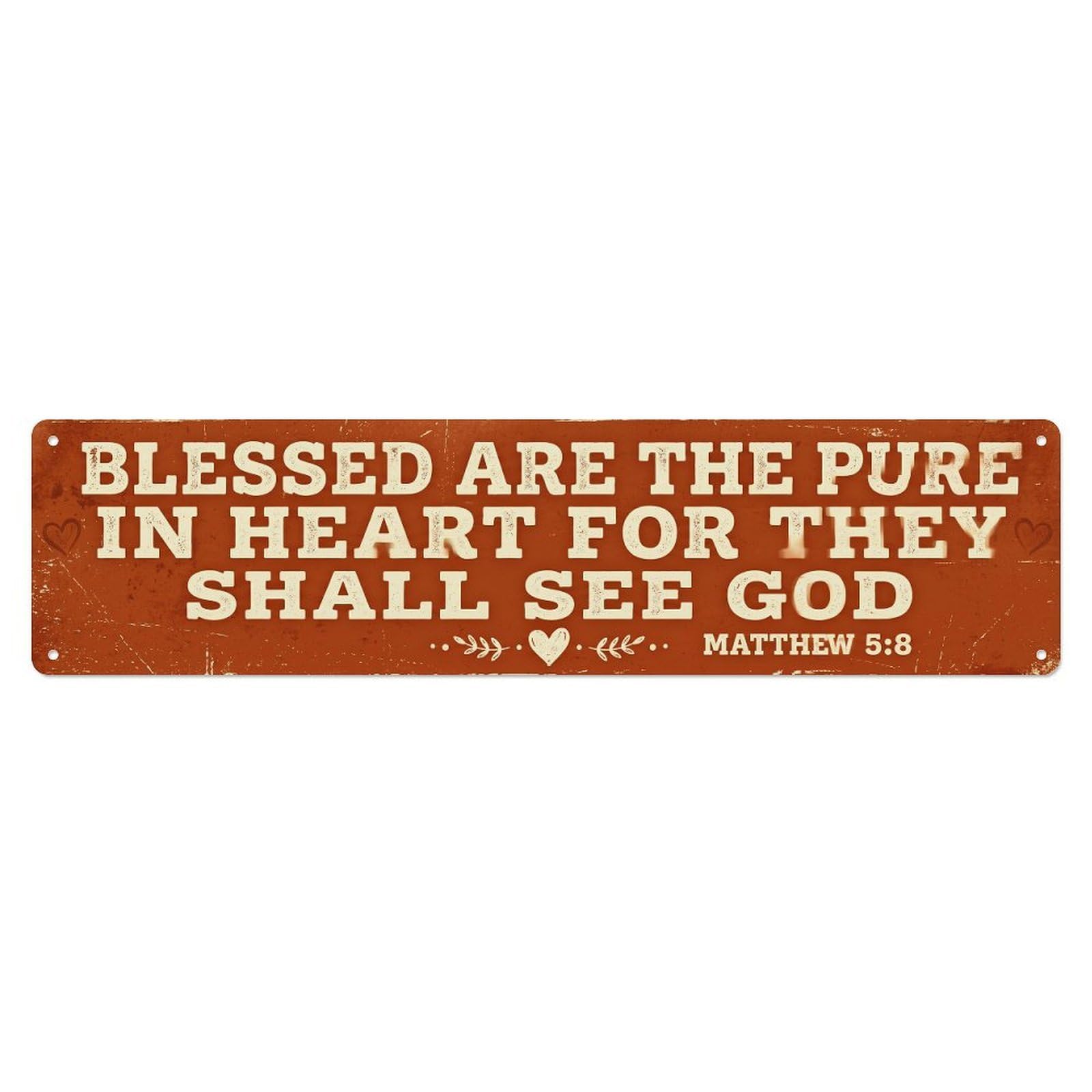 Okahys 4X16inch(10X40cm) Blessed Pure Heart Scripture Metal Tin Sign