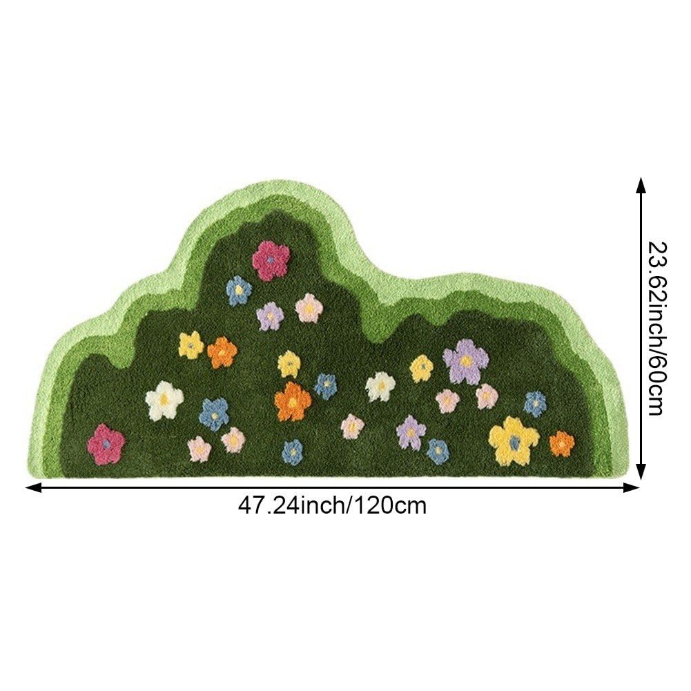 Wellenförmiger Grüner 3D-Blumen-tufting-Teppich, Weicher Tufting-Sofa-Teppich, Saugfähig, rutschfest, Raumboden, Fußmatten, Nachttisch-teppiche, Fußpolster, 60 X 120 cm