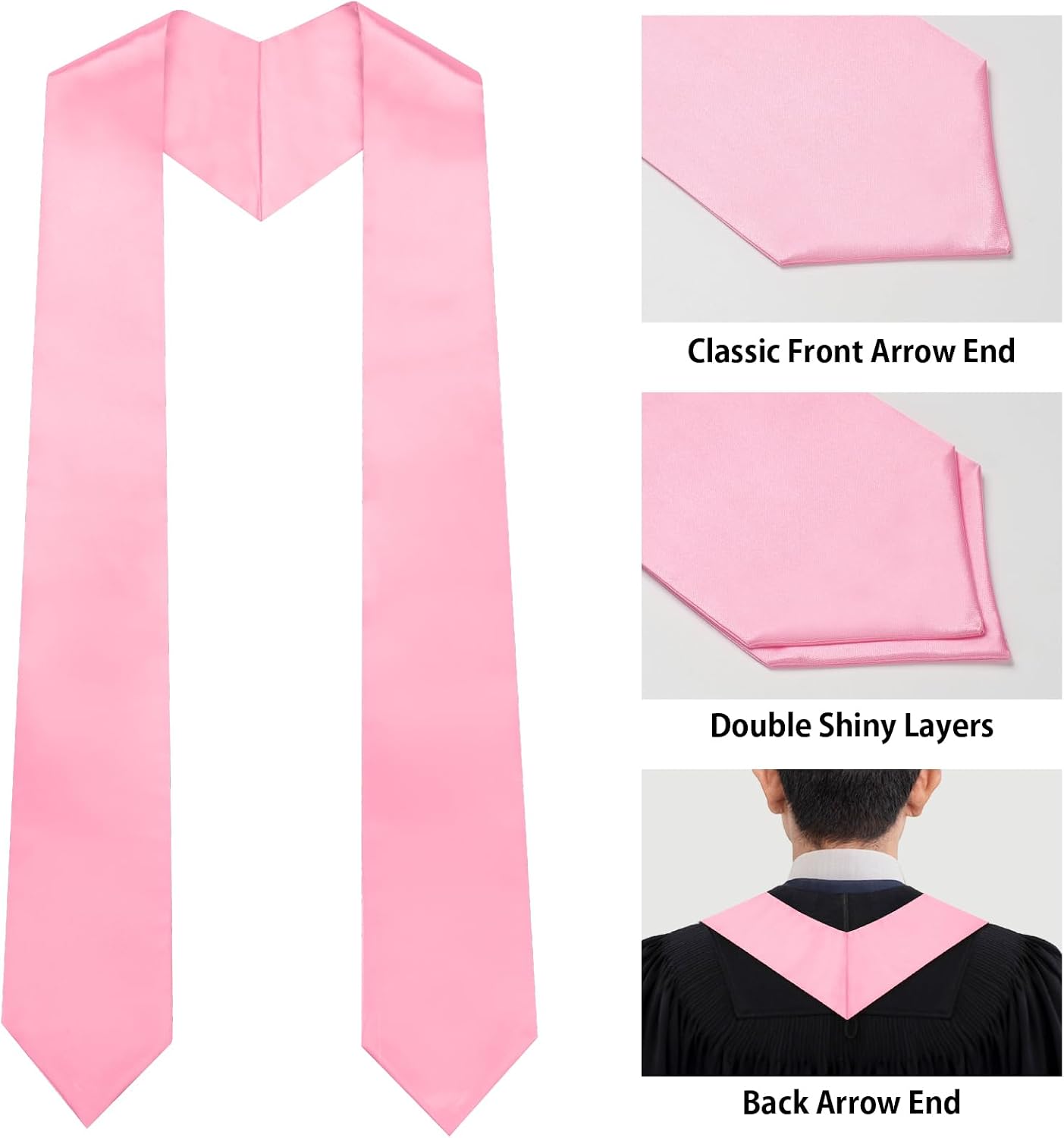 Plain Graduation Stole for Unisex Adults, Graduation Sash Honor Stoles for Academic, 60" / 72" Long, 13 Colors image 4