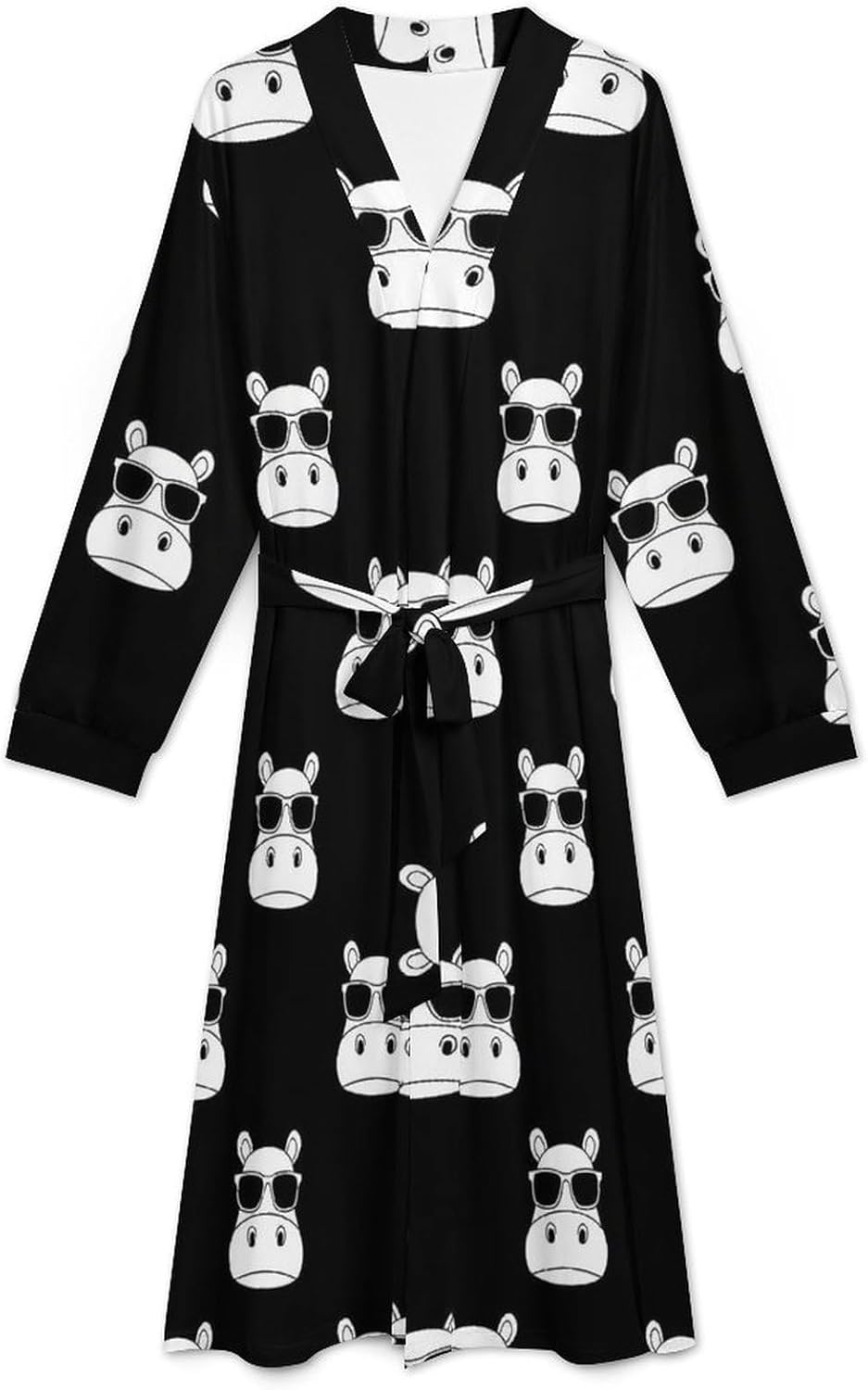 Mens Long Sleeve Robe, Adult Full-Length Breathable Bathrobe with Belt, Reusable Lightweight Open Front Robes