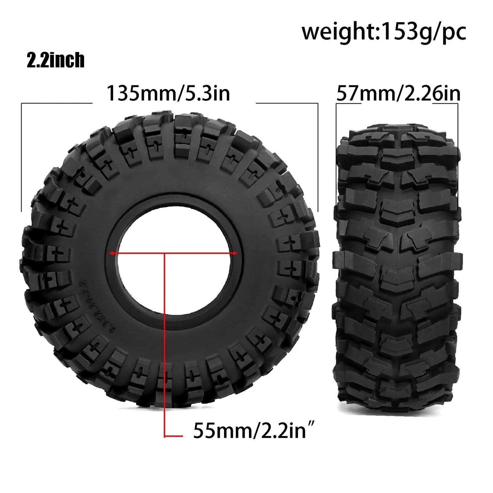 2, Crawler-Reifen Für Axial Für SCX10 Für RBX10 1/8 1/10 Upgrade