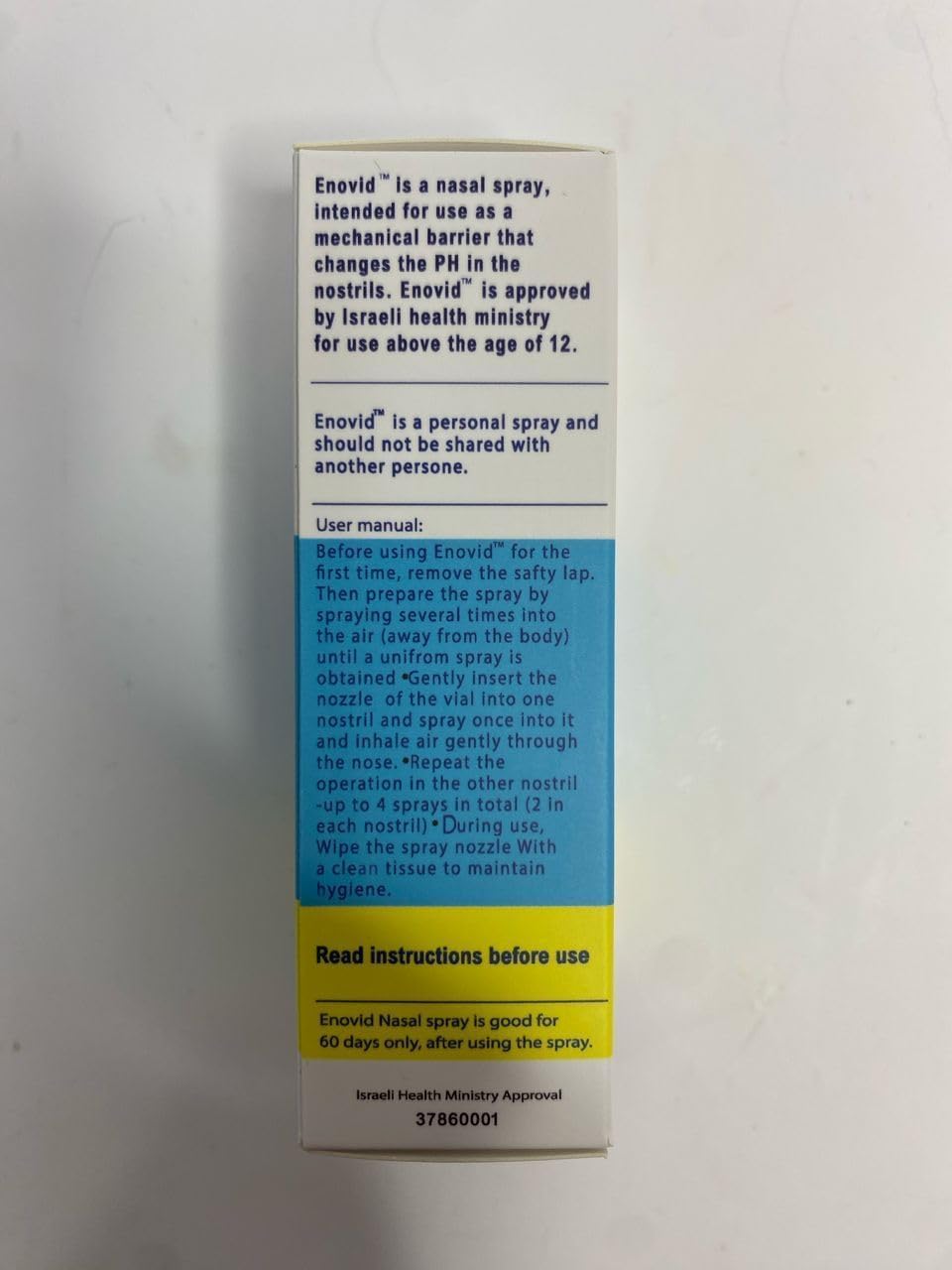 Enovid@ Travel Size Nasal Spray, Daily Protection You Trust, Natural and Revolutionary Protection Nasal Spray, Great for Daily use, Chemical Free, Cruelty-Free, 0.845 fl oz - Pack of 1
