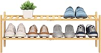 Vista 1 de BMOSU Zapatero extendido de bambú de 2 niveles de alta calidad, apilable, organizador de almacenamiento para pasillo, armario, sala de estar, Bambú