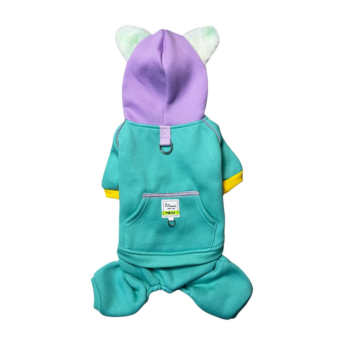 Autumn Winter Pet Dog Hoodies, Thick Dog Hoodie Pullover?Cute Winter clothewarm Body Jumpsuit with Pocket Sweatshirt Onesie for Small Bichon Frise Schnauzer Poodle Teddy Dog Sweater,Cyan L