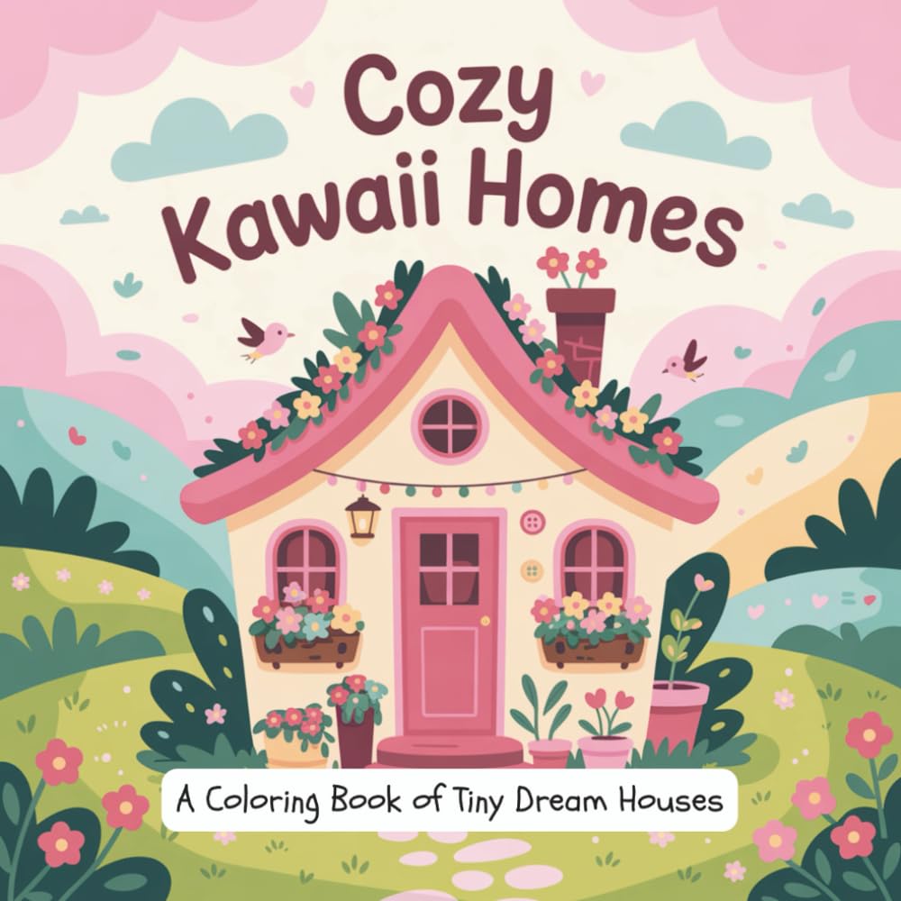 Cozy Kawaii Homes: A Coloring Book of Tiny Dream Houses for Relaxation, Stress Relief, and Creative Escape