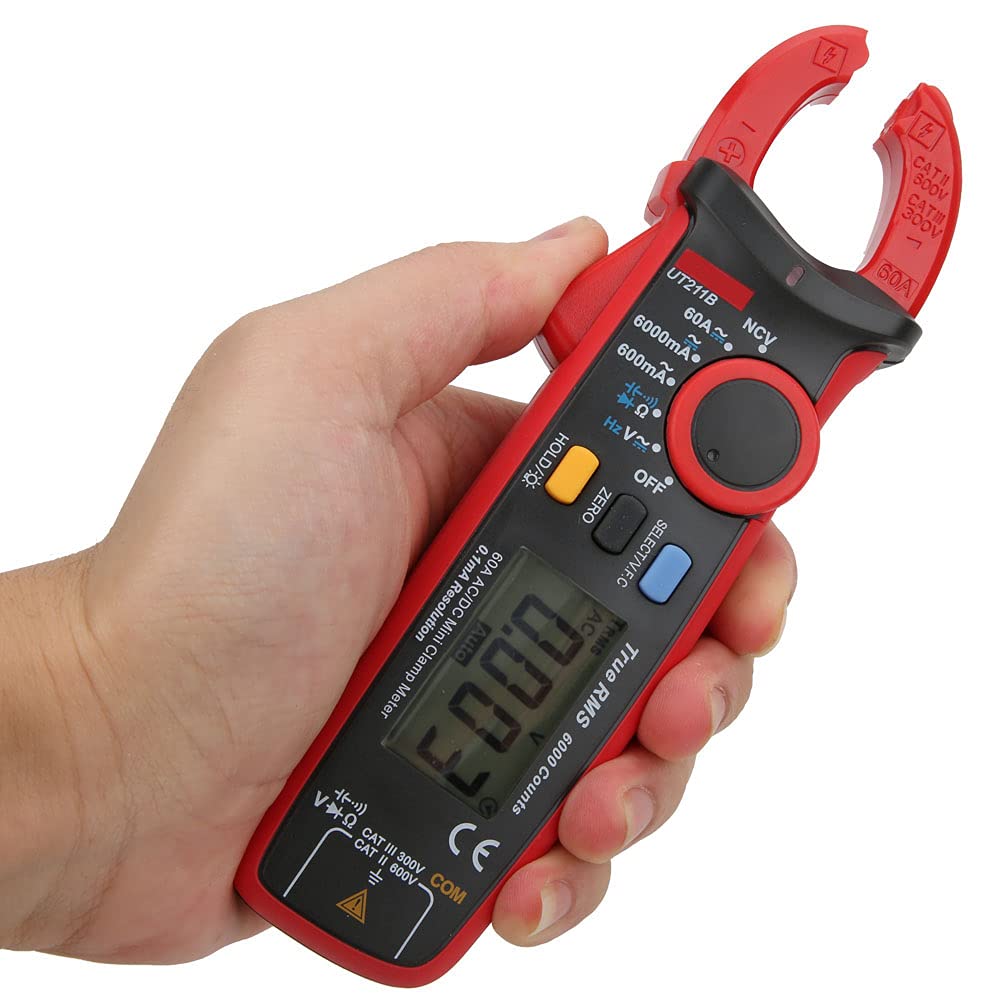 Pinza Amperometrica AC/DC 60A, Multimetro a Vero RMS con VFC, NCV, Mini Pinza Amperometrica Portatile Ad Alta Precisione Supporto per VFC NCV True RMS, Facile Usare con