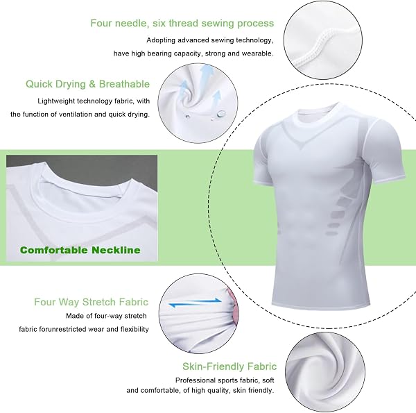 Hommes Compression T-Shirt de Sport Manches Courtes Tshirt Running Séchage Rapide Respirant Vêtements De Sport Fitness Running - 2
