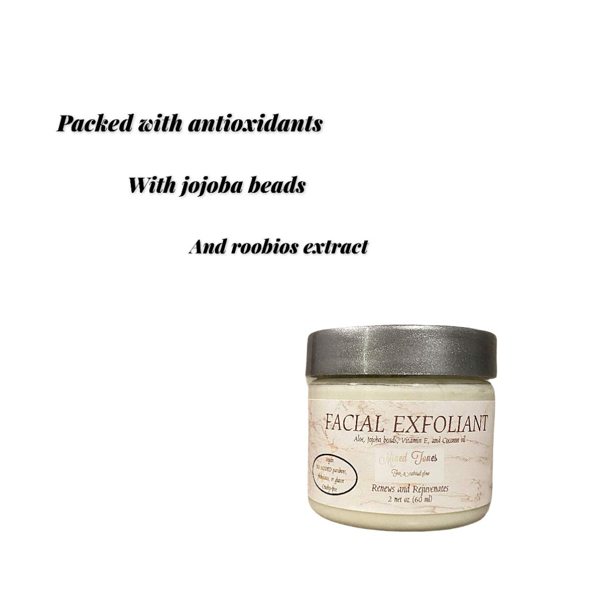 Mixed Tones Facial Exfoliant - Cruelty Free (Leaping Bunny Certified), Vegan, No added parabens, phthalates, or gluten - Naturally exfoliates with jojoba beads, Increases collagen production and reduces inflammation, Reduces pores, AHA’s, Natural refining and brightening : Beauty & Personal Care