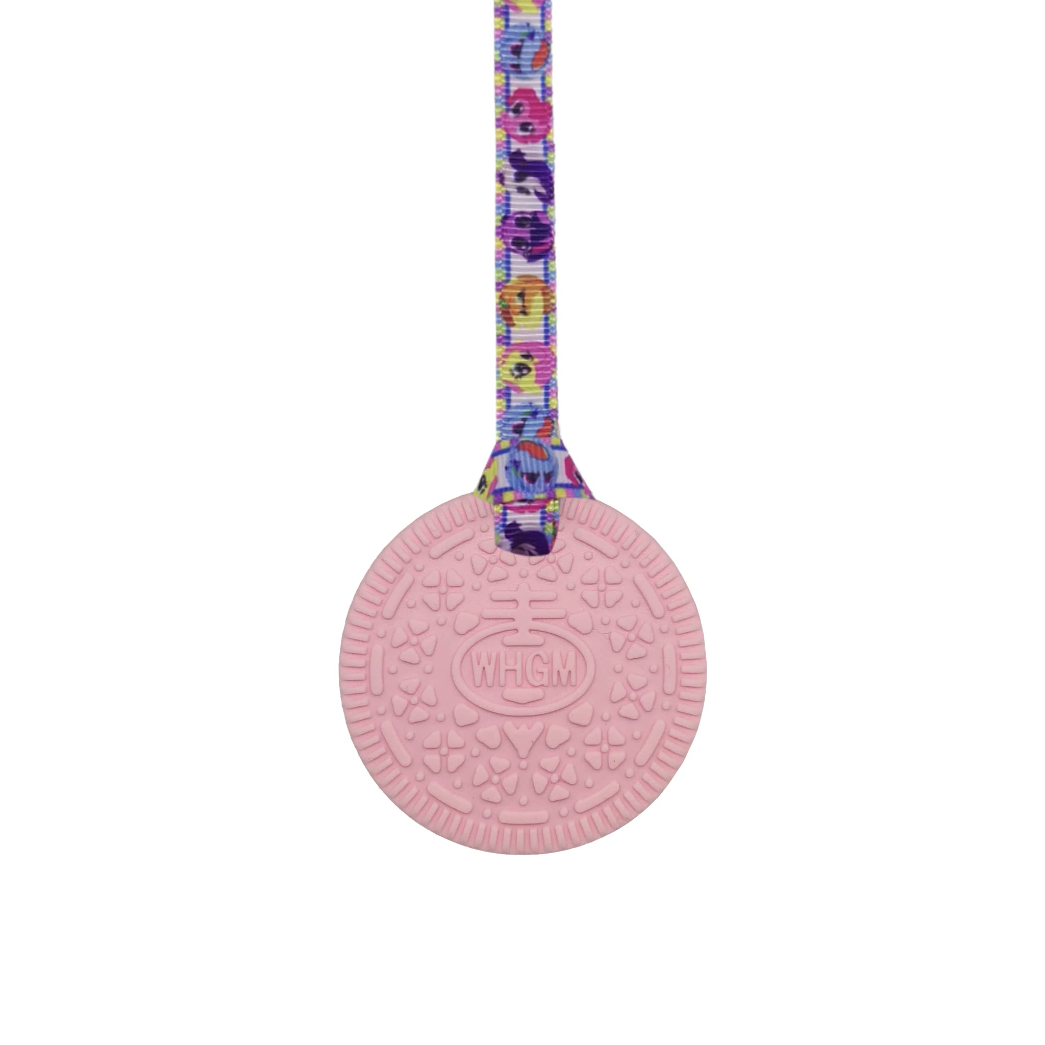 Sensory Oojamabobs - Biscuit pendant chew necklace - Autism - Light pink & white with lanyard (8 designs available!) (70cm, MLP)