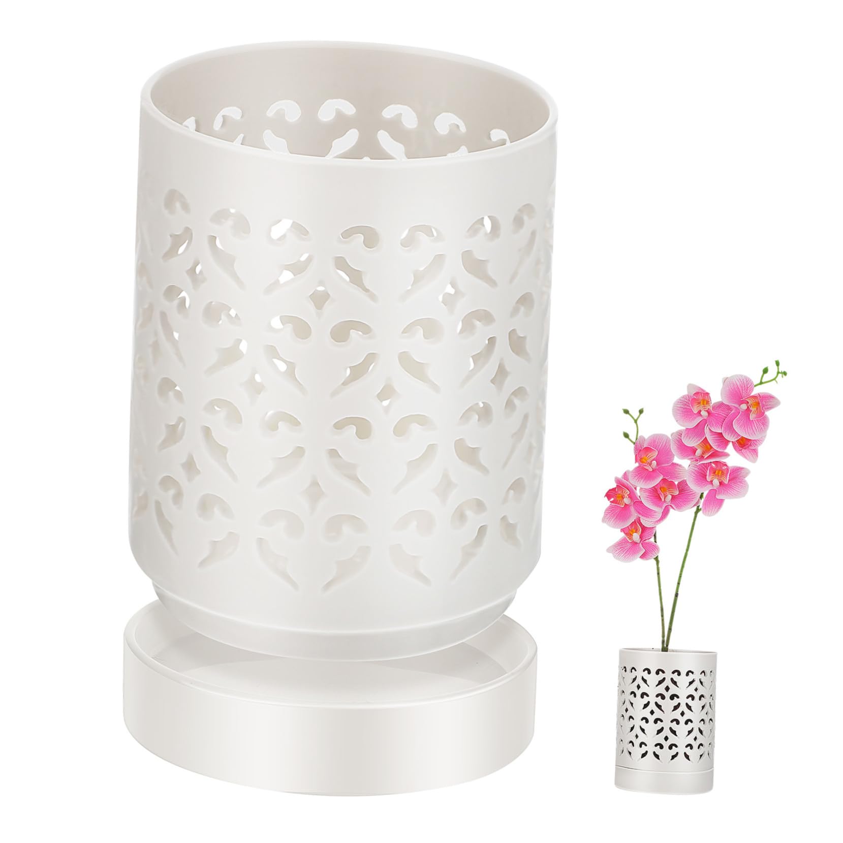 Pot à orchidée blanc ajouré pour décoration élégante de bureau et salon